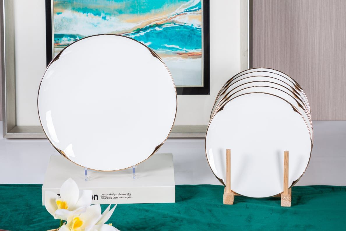 Premsons® Classic Large Dinner Party Plate Set of 6 – Elegant Porcelain Plates for Dining & Entertaining - White