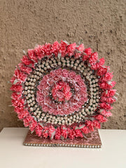 Premsons Pink Floral Chakri Singhasan – Decorative Idol Backdrop Stand for Ganpati, Pooja & Festive Décor