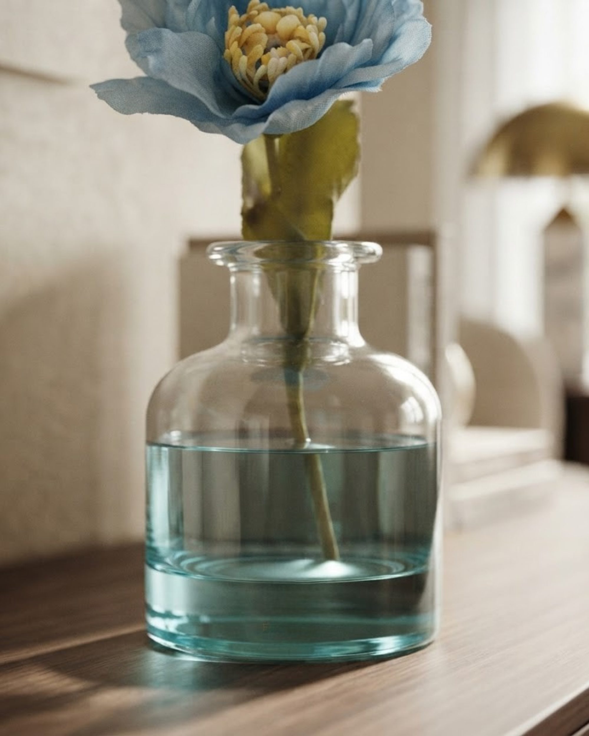 Premsons® Glass Bottle Reed Diffuser With Flower [Gardenia In Blossom]