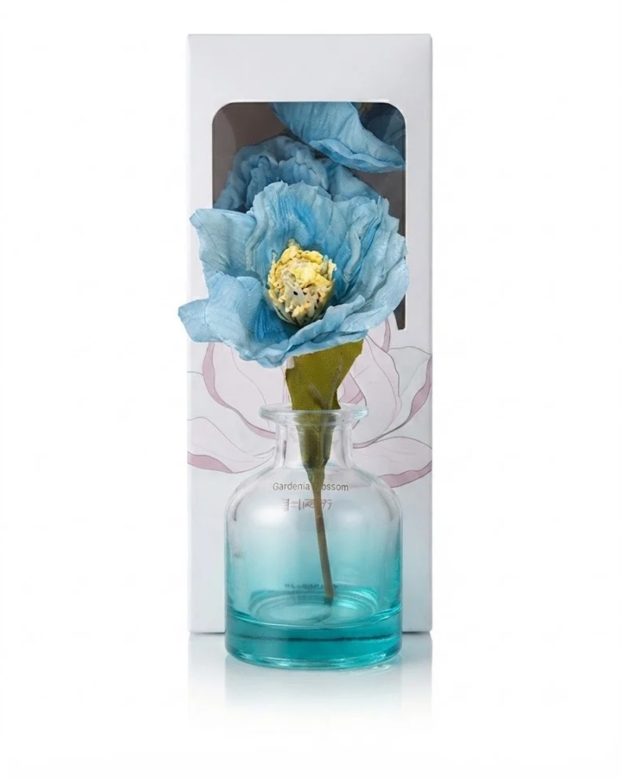 Premsons® Glass Bottle Reed Diffuser With Flower [Gardenia In Blossom]