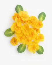 Premsons®Luxury Artificial Floating Flowers for Bowl Decoration – Handmade Yellow Water Flowers with Leaves for Urli, Home, Spa, Wedding & Festive Décor