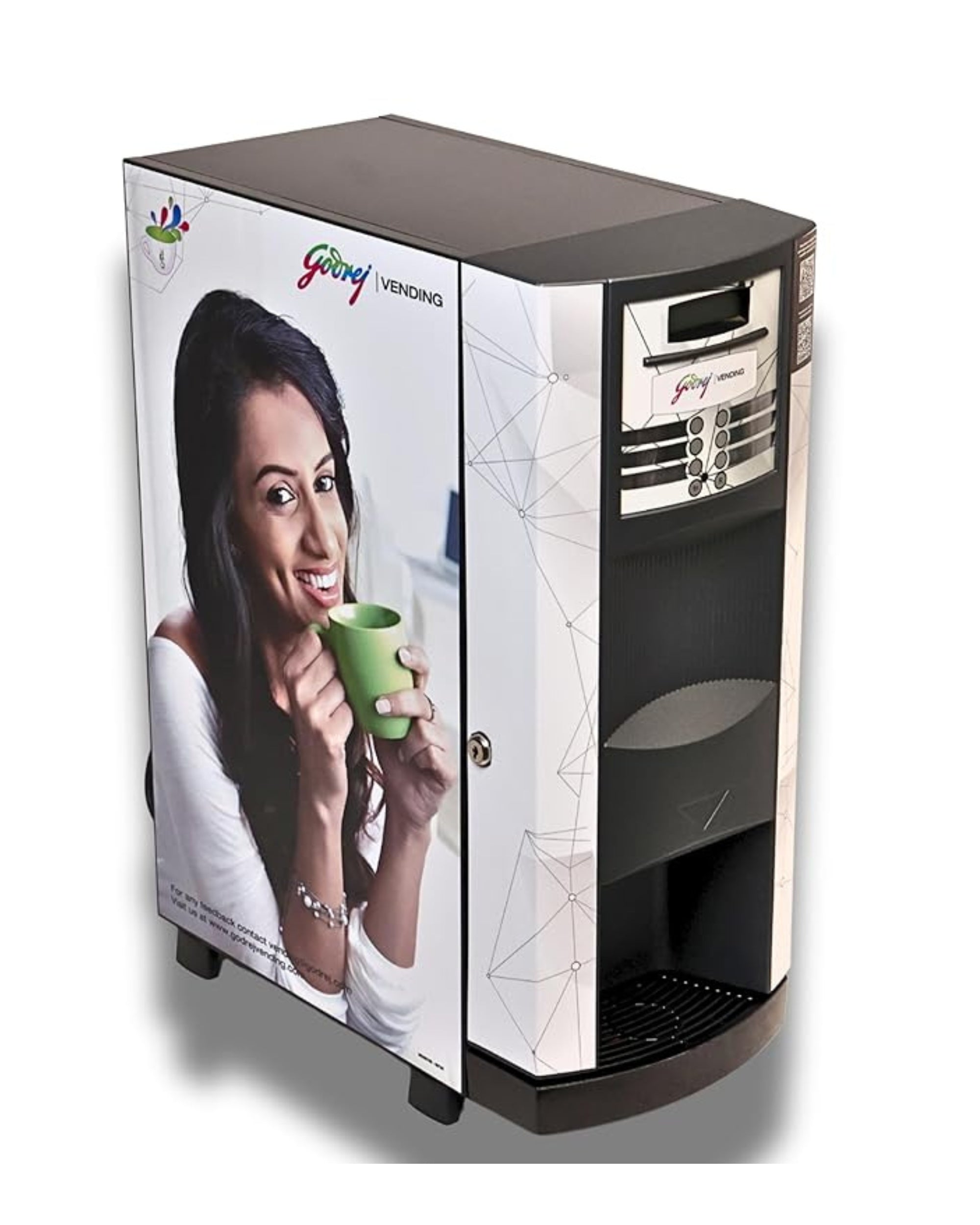 GODREJ VENDING Minifresh 3300 Smart Coffee and Tea Vending Machine, 3 Canister Premix System, Digital Display, Ideal for Home & Office, Black