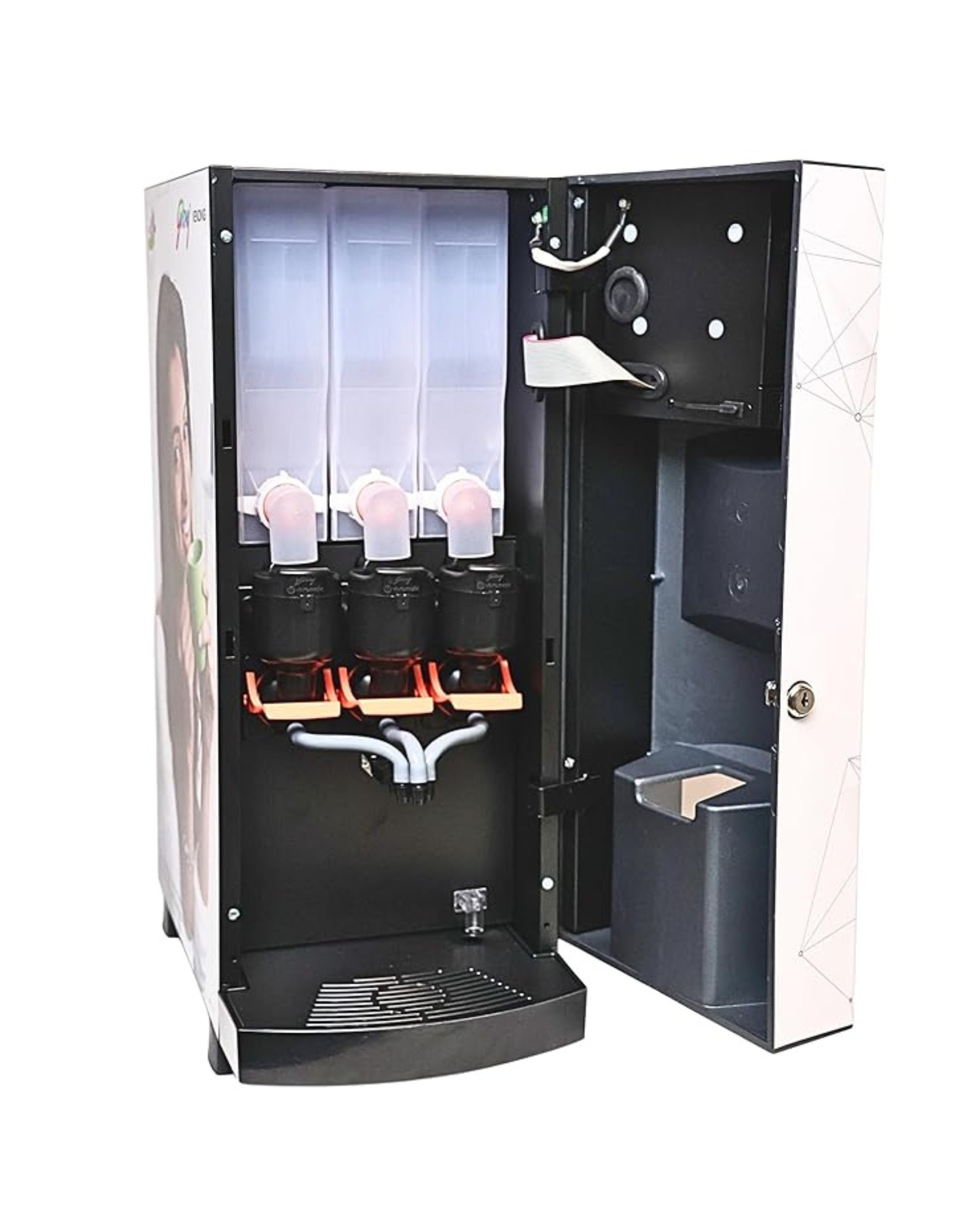 GODREJ VENDING Minifresh 3300 Smart Coffee and Tea Vending Machine, 3 Canister Premix System, Digital Display, Ideal for Home & Office, Black