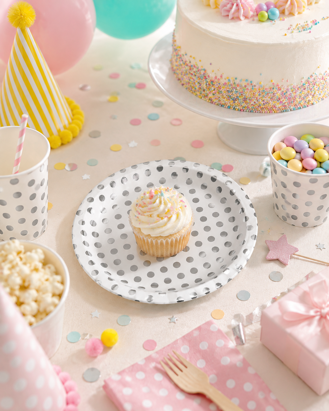 Premsons® Gold & Silver Polka Dot Party Plates – Elegant Disposable Plates for Birthdays, Parties & Celebrations (Set of 10) (Pack of 2)