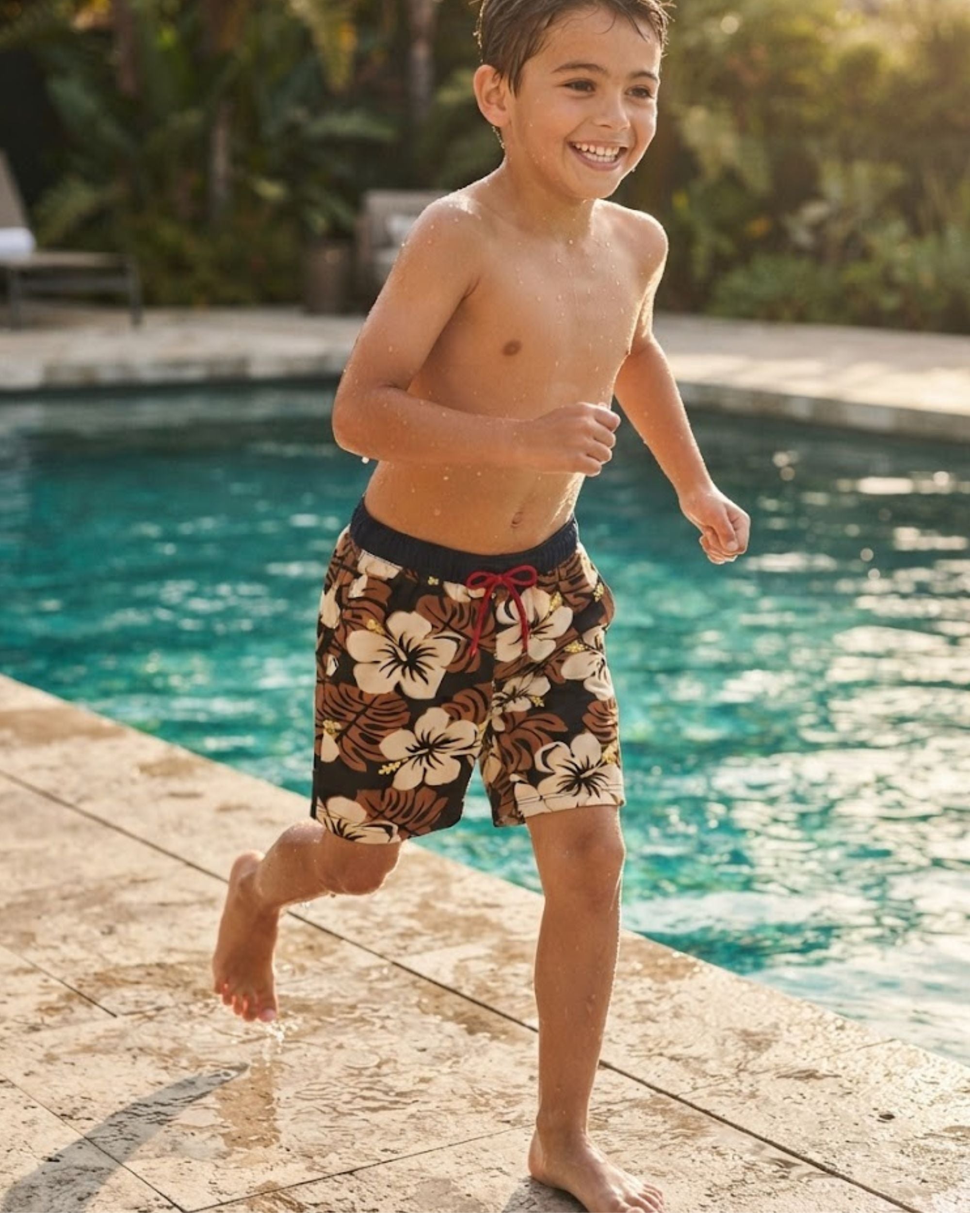 Premsons® Kids Boys Floral Printed Swim Shorts – Quick-Dry Beach & Swimming Trunks with Elastic Waist & Drawstring