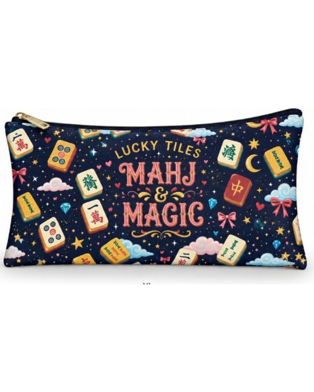 Premsons® Mahjong Magic Vegan Leather Zipper Pouch – Multipurpose Organiser – S, M, L & XL