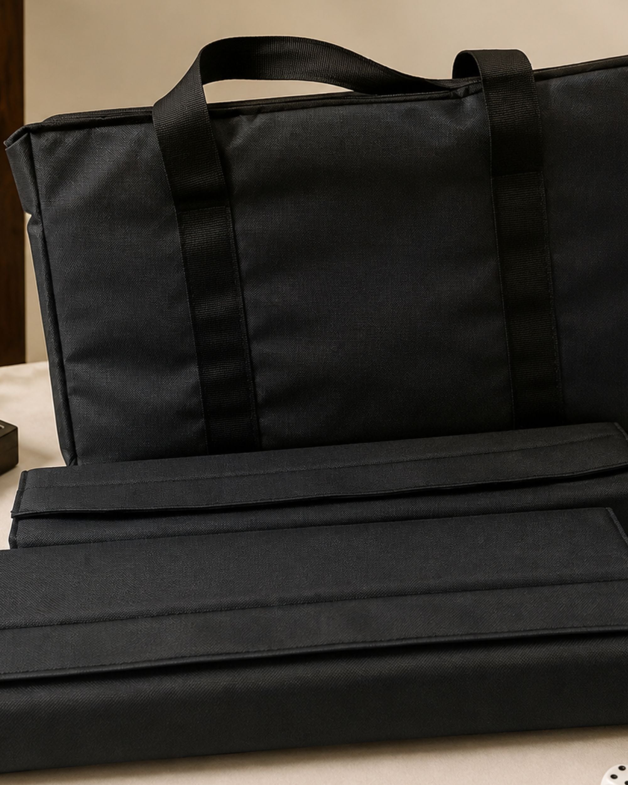 Premsons® Mahjong Carry Bag with 2 Tile & Rack Cases | Premium Travel Storage Bag Set black