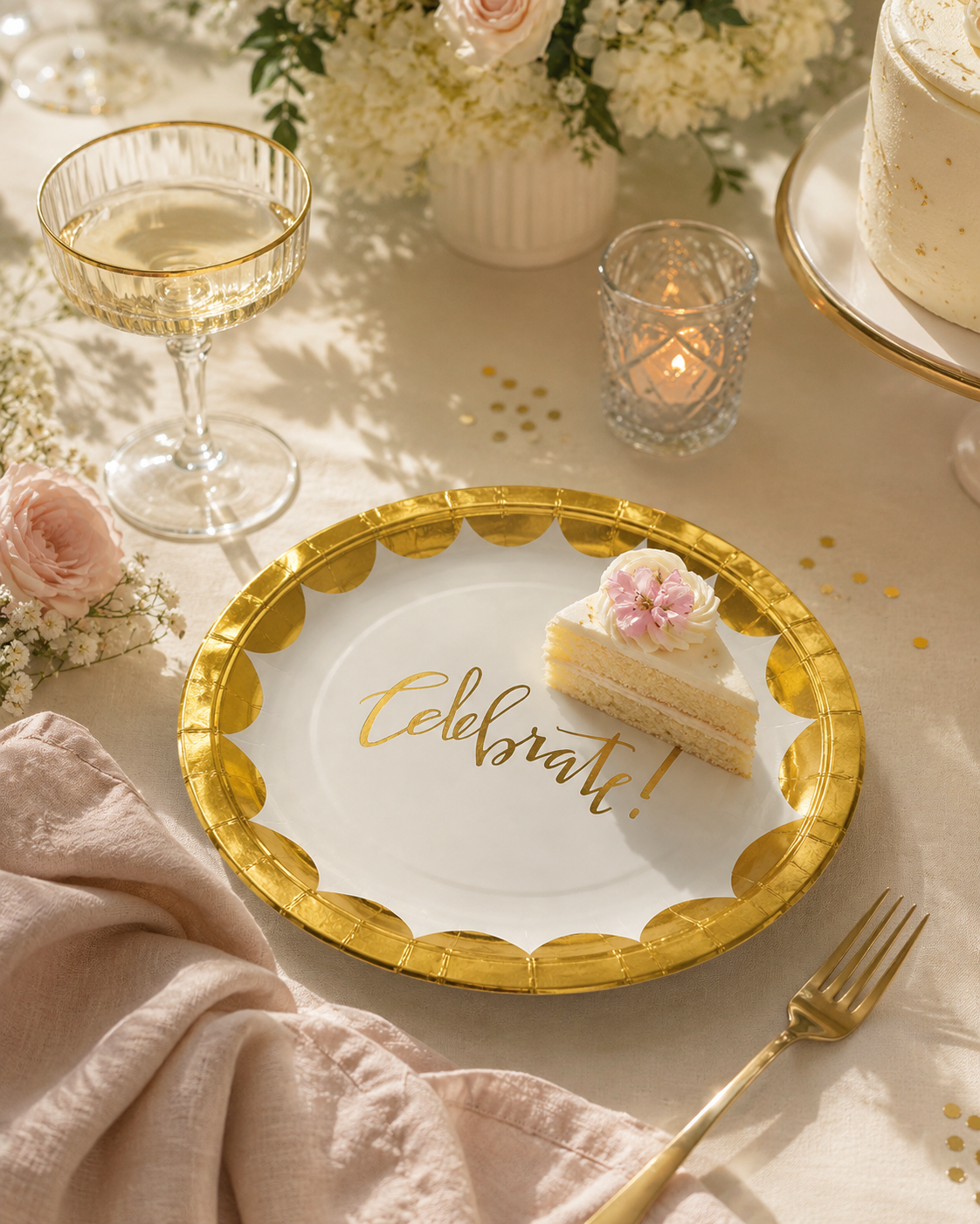 Premsons®  Elegant Gold “Celebrate!” Party Plate (Set of 10) (Pack of 2)