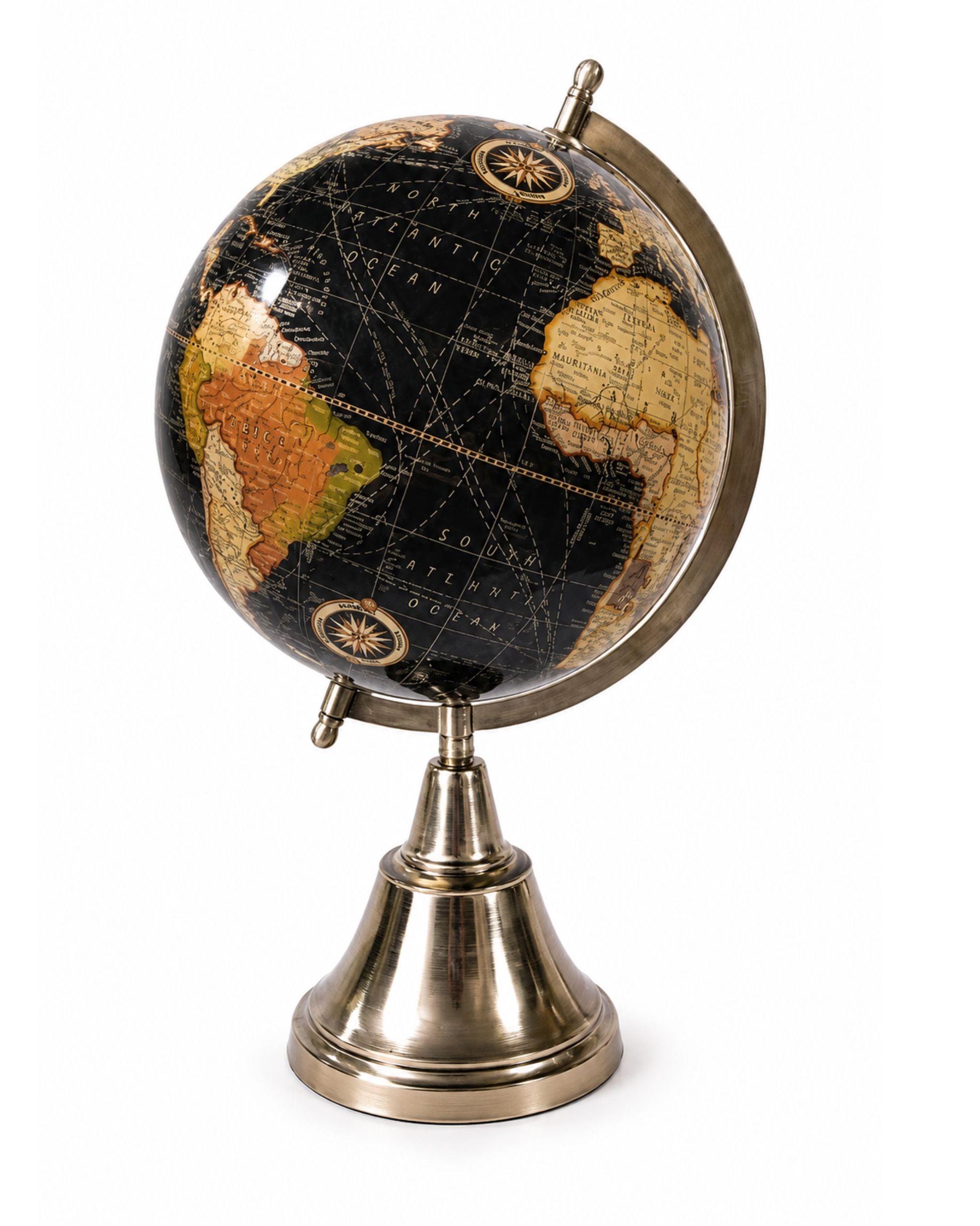Premsons® Medium Size World Globe - Black & Gold with Metal Stand