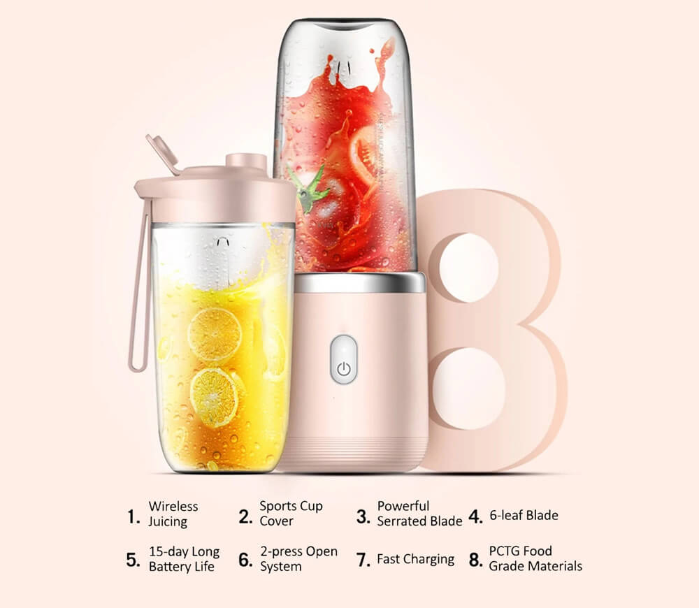 Mix & Go® USB Rechargeable Portable Mini Juicer Blender | Small Size Blender for Smoothies, Juices, Shakes | Compact & Travel Friendly