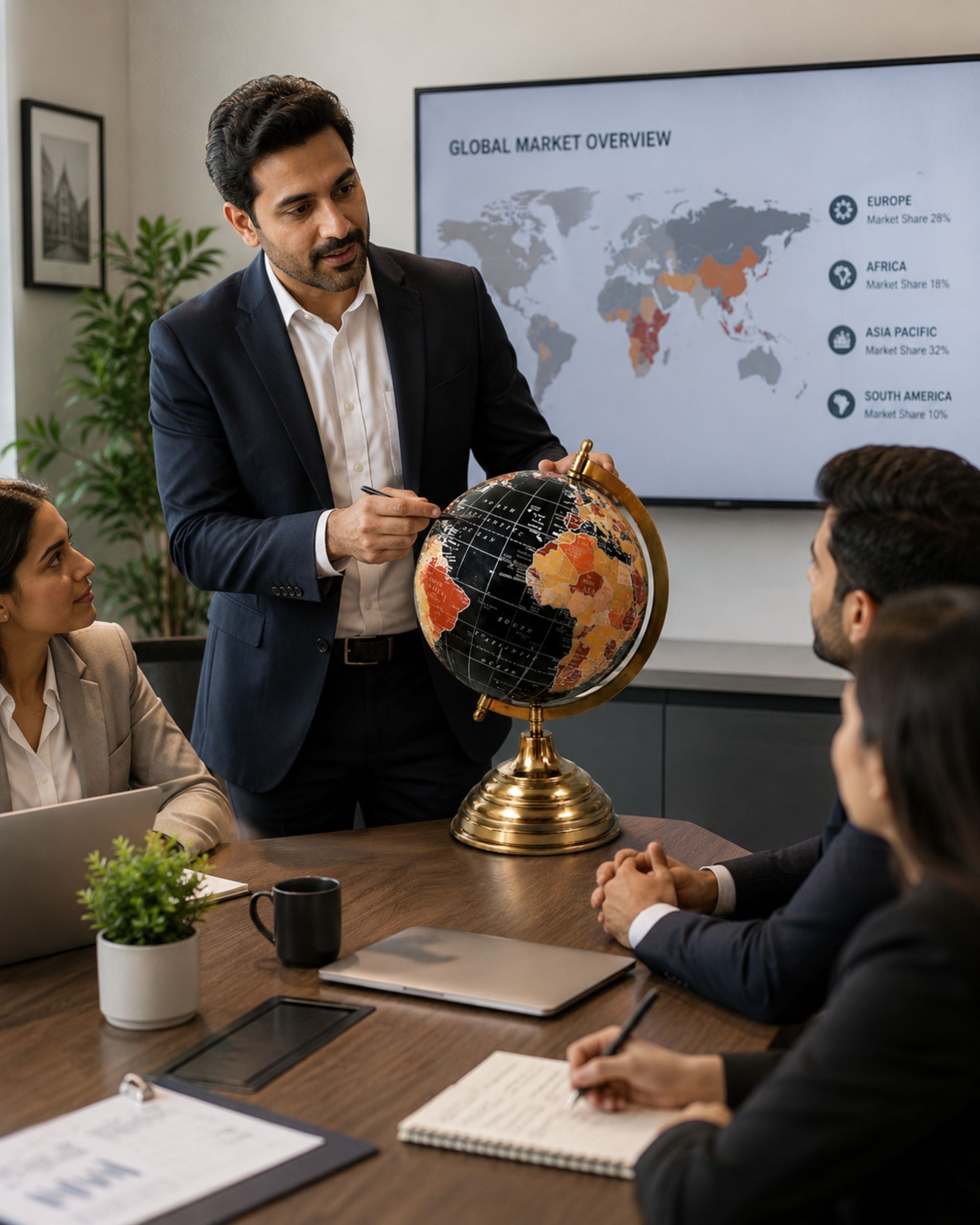 Premsons® Medium Size Decorative World Globe – Modern Black & Gold