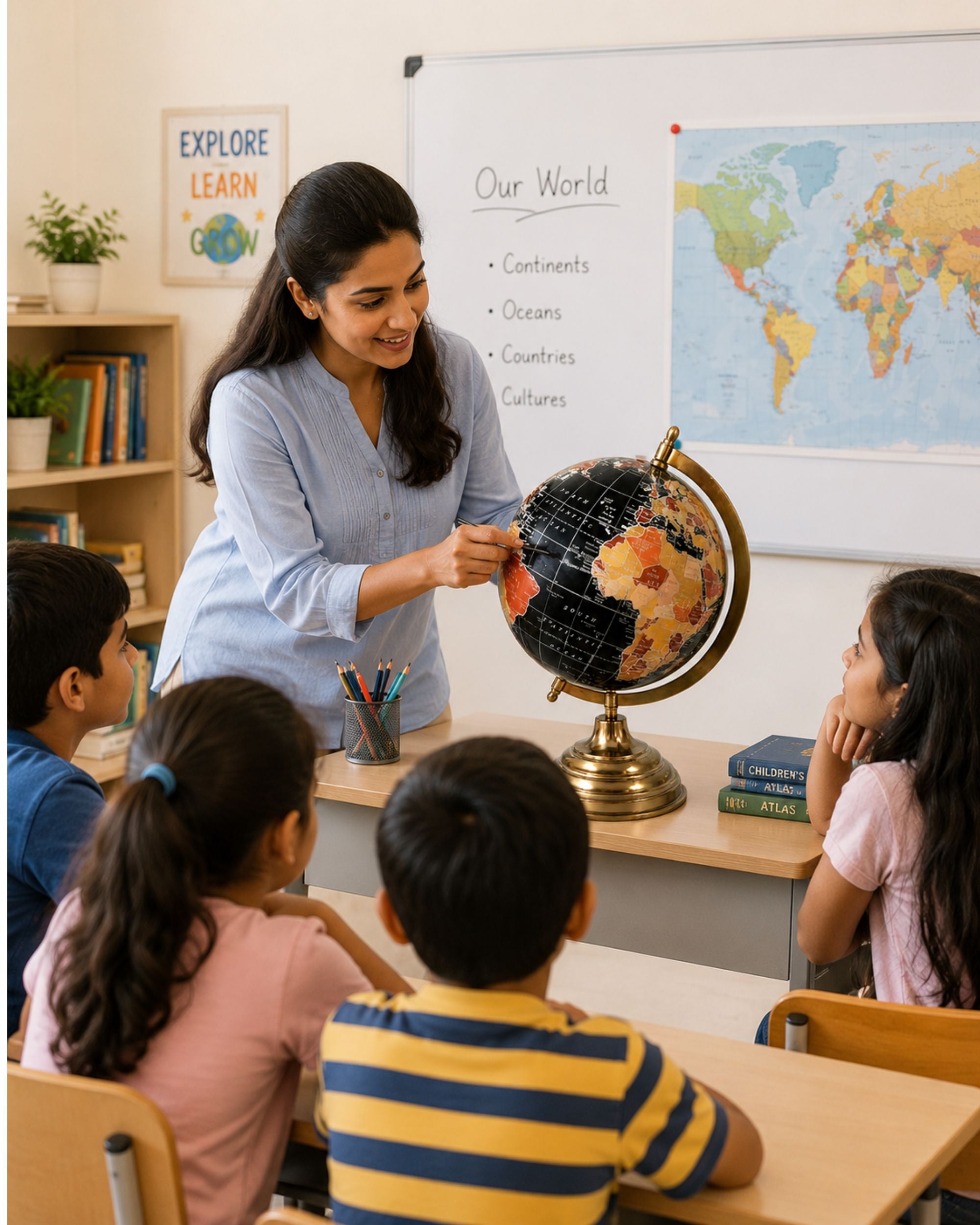 Premsons® Medium Size Decorative World Globe – Modern Black & Gold