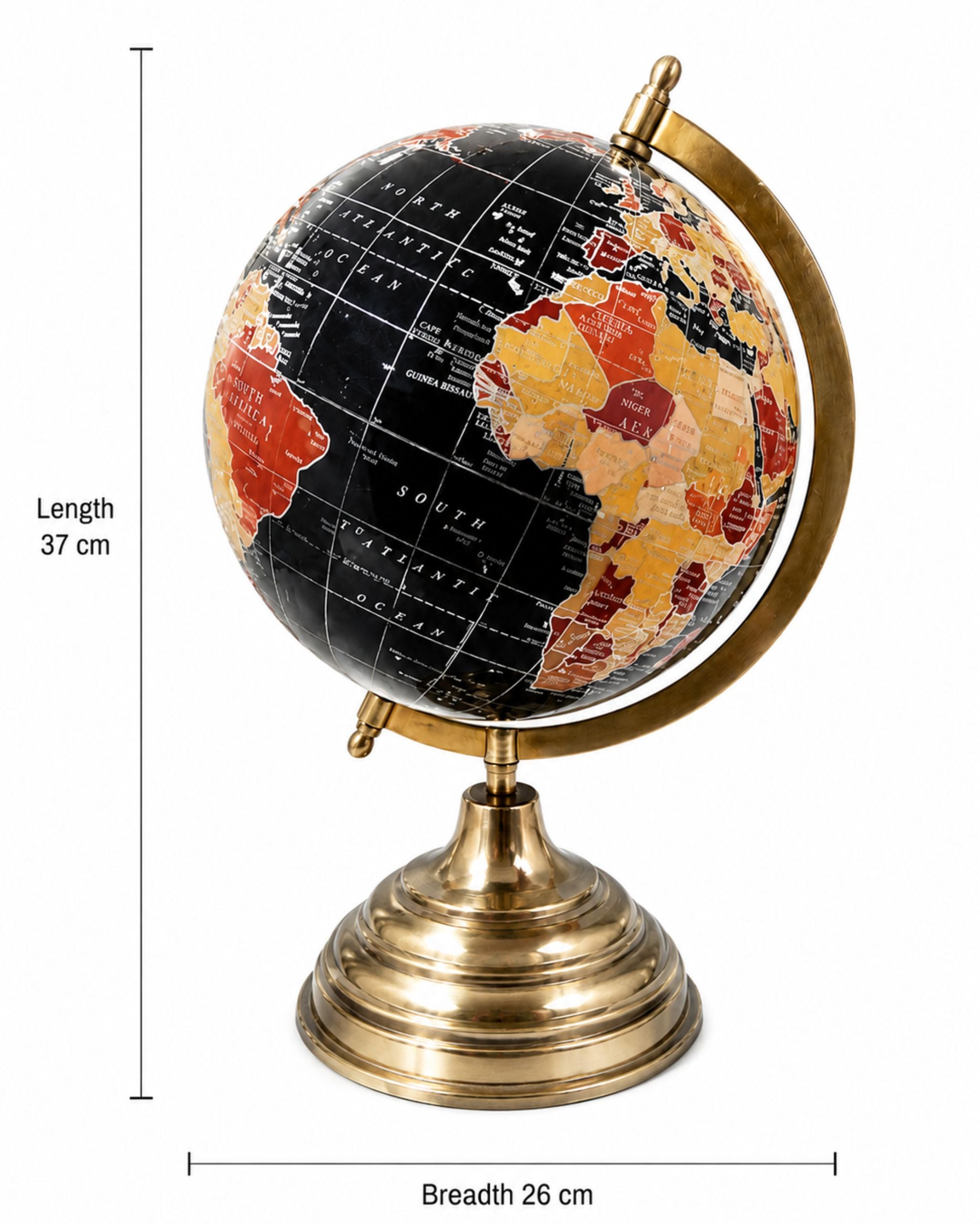 Premsons® Medium Size Decorative World Globe – Modern Black & Gold