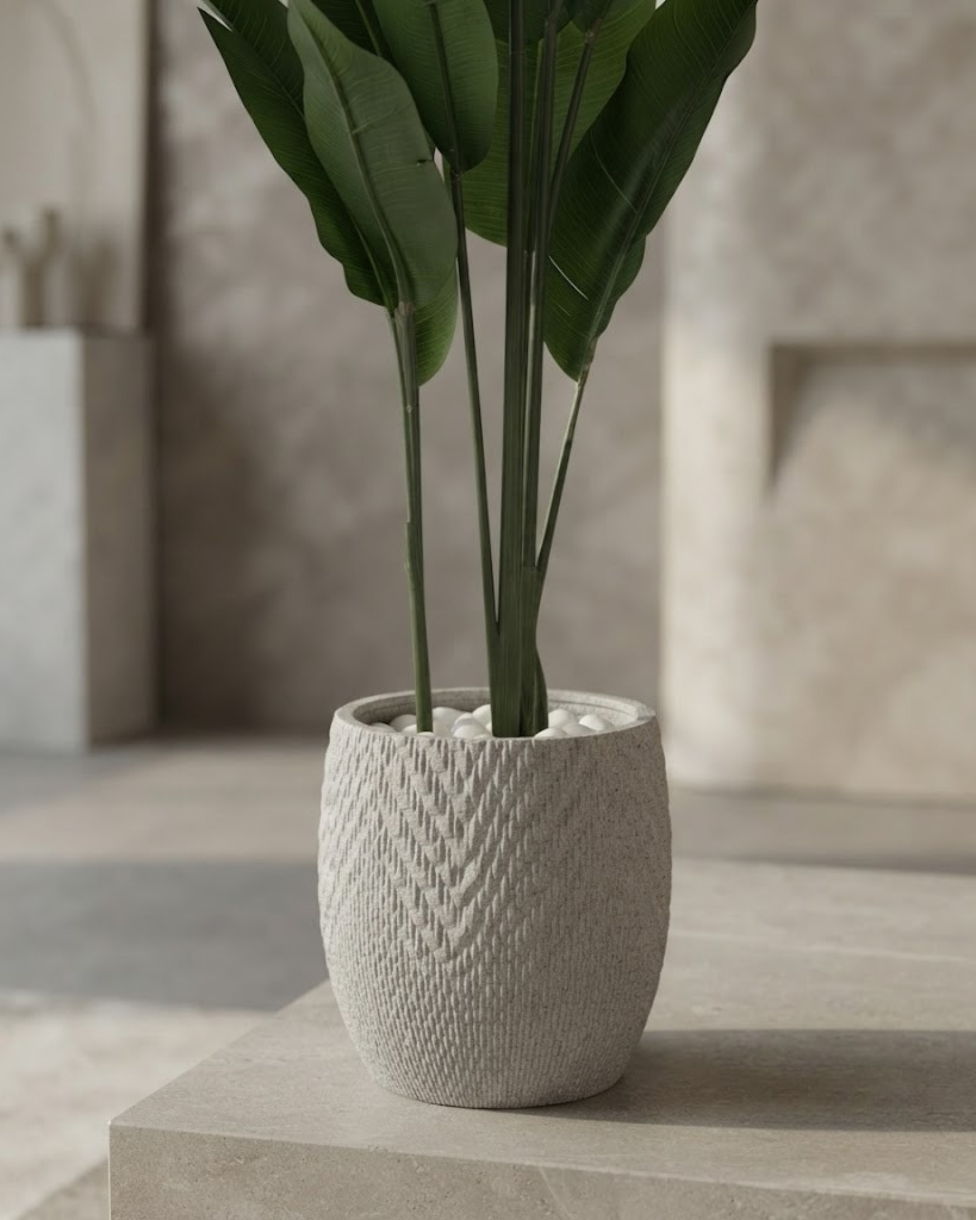 Premsons® Artificial Tall Green Foliage Plant with Modern Planter