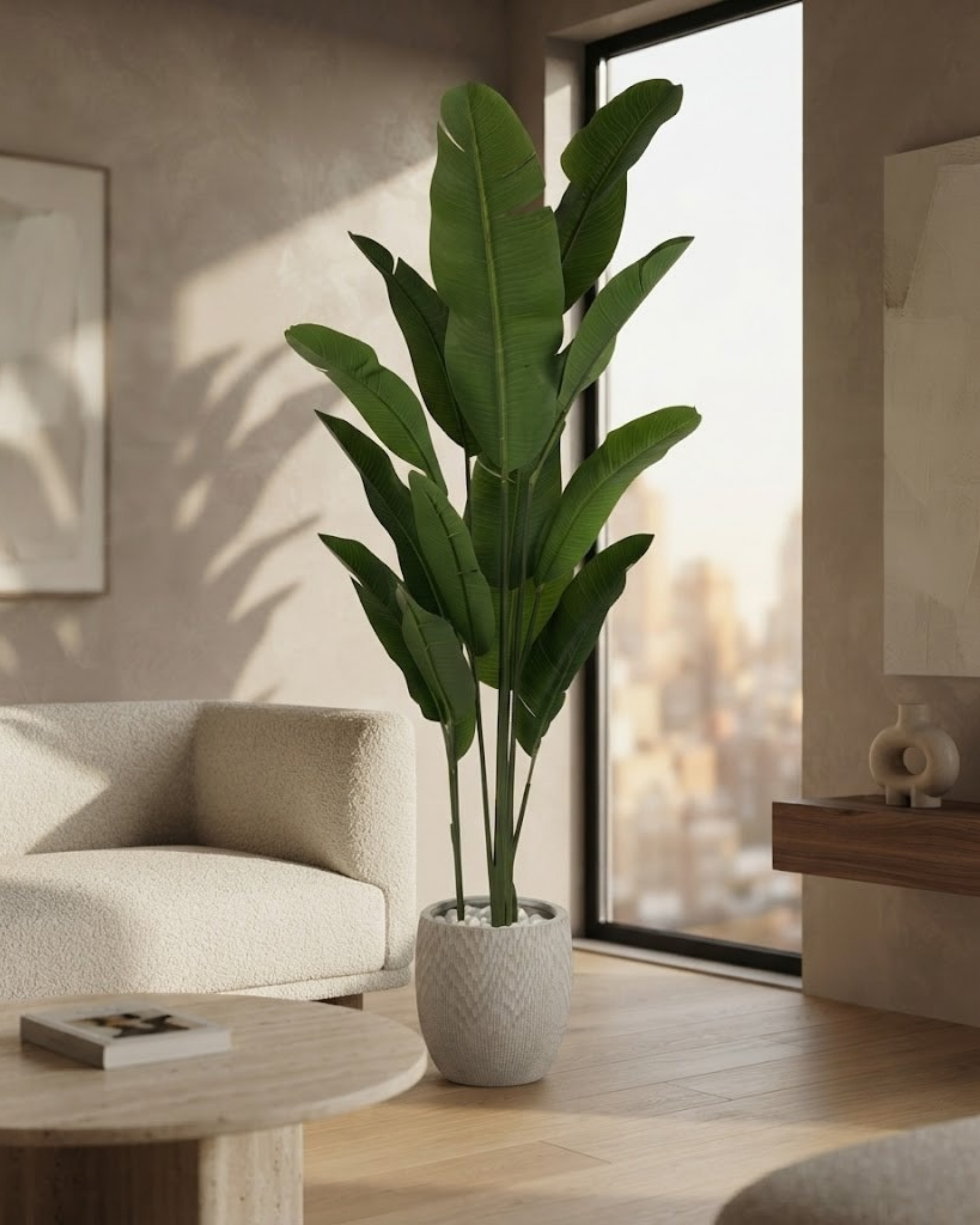 Premsons® Artificial Tall Green Foliage Plant with Modern Planter
