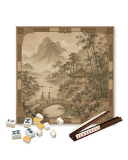 Premsons® Morning Mist in Huangshan Mahjong Table Mat – Premium Anti-Slip Square Gaming & Decorative Mat - 23 x 23 inch - Versatile Non-Slip Play Surface