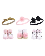 Premsons® Baby Girl Gold Unicorn Headband and Socks Set – 6-Piece Magical Gift Set for Newborns