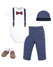 Premsons® 4-Piece Baby Gift Box Set – Navy Blue Suspenders & Accessories for Boys