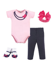Premsons® 4-Piece Baby Necklace Gift Set – Pink & Navy Accessories for Girls