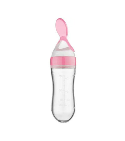 Premsons® Silicone Weaning Bottle with LSR Spoon – 120ml Baby Feeder (Pink)