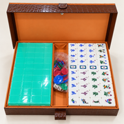 Premsons® Singapore Jelly Mahjong Set with 4 Extra Animal Tiles | Colourful Mahjong Game Set with Accessories-Green