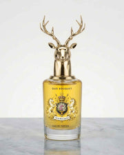 Eternia Oud Bouquet eau de parfum bottle with gold deer antler cap