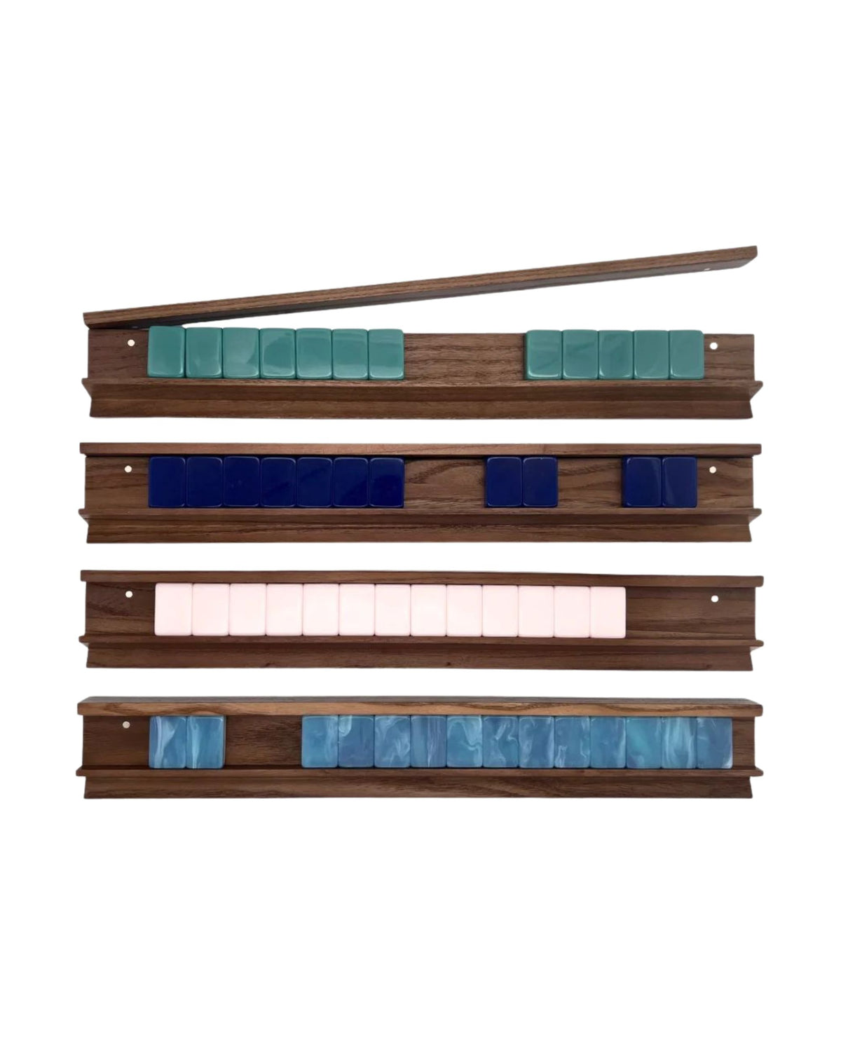 Premsons® Premium Wooden Mahjong Tile Rack - Set of 4 - Dark Brown