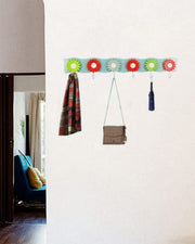 Premsons® Wall-Mounted 6-Hook Floral Rack – Stylish Organizer for Coats, Towels, Hats, Keys & More | Multipurpose Home Storage for Entryway, Bedroom, Kitchen & Bathroom