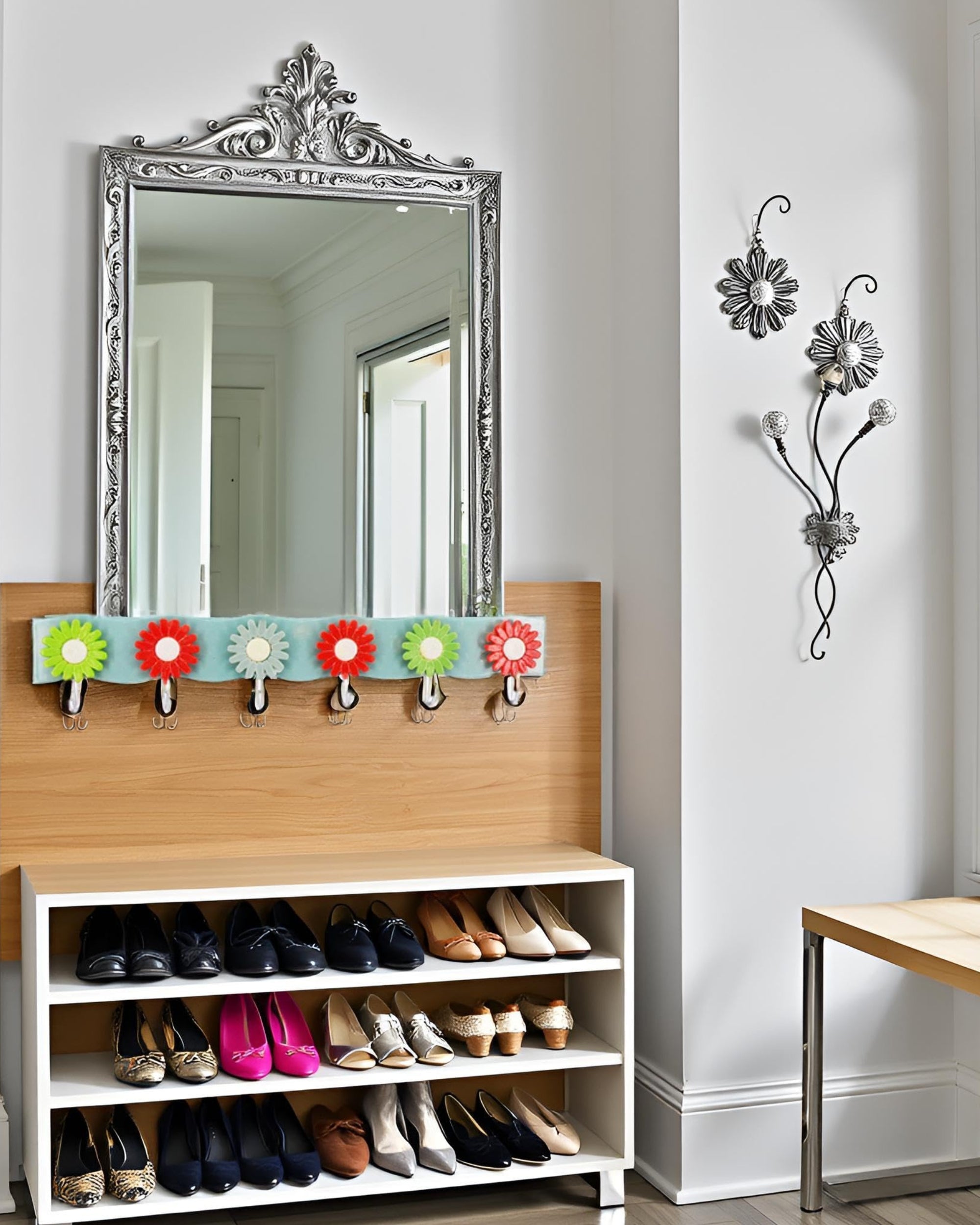 Premsons® Wall-Mounted 6-Hook Floral Rack – Stylish Organizer for Coats, Towels, Hats, Keys & More | Multipurpose Home Storage for Entryway, Bedroom, Kitchen & Bathroom