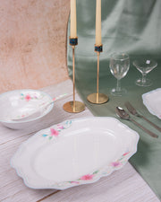 Premsons® 14.5" Oval Melamine Serving Plates – Set of 6, Lily Blossom Print | Durable & Elegant Dinnerware for Kitchen & Dining