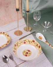 Premsons® 8.5" Melamine Serving Bowl – White & Brown Floral Design | Elegant & Durable Dinnerware for Kitchen & Dining – Set of 6