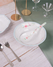 Premsons® 6-Piece Melamine Serving Ladle Set – Lily Blossom Print | Durable & Elegant Kitchen & Dining Serving Spoon, Soup Ladle, Curry Spoon Set