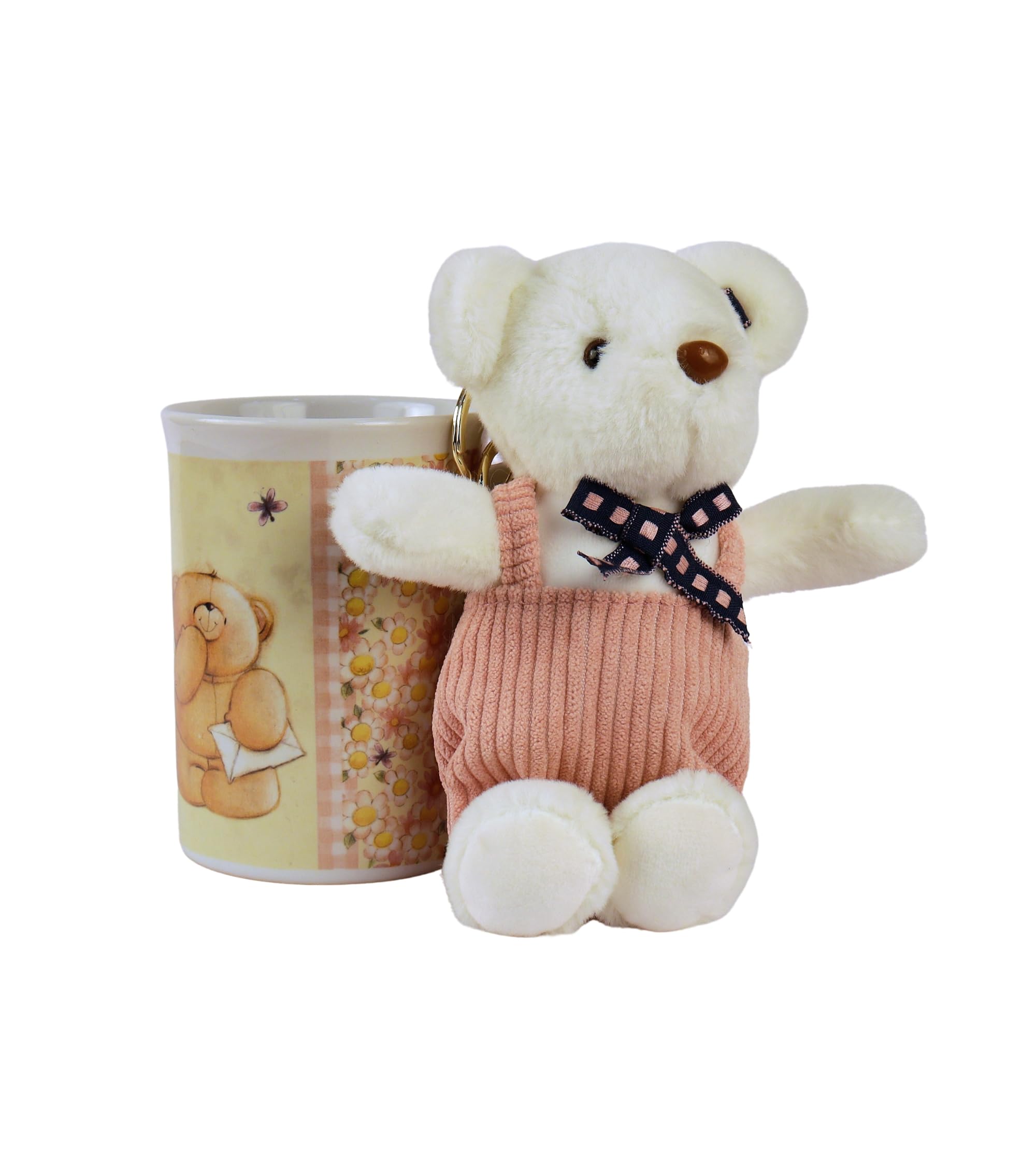 Premsons® Ceramic Tea & Coffee Mug with Teddy Bear Soft Toy Keychain – Versatile Cup for Milk, Green Tea, Coffee, Milkshake & More | Perfect Gift for Birthday, Anniversary, Christmas – Home, Office, Kitchen Use