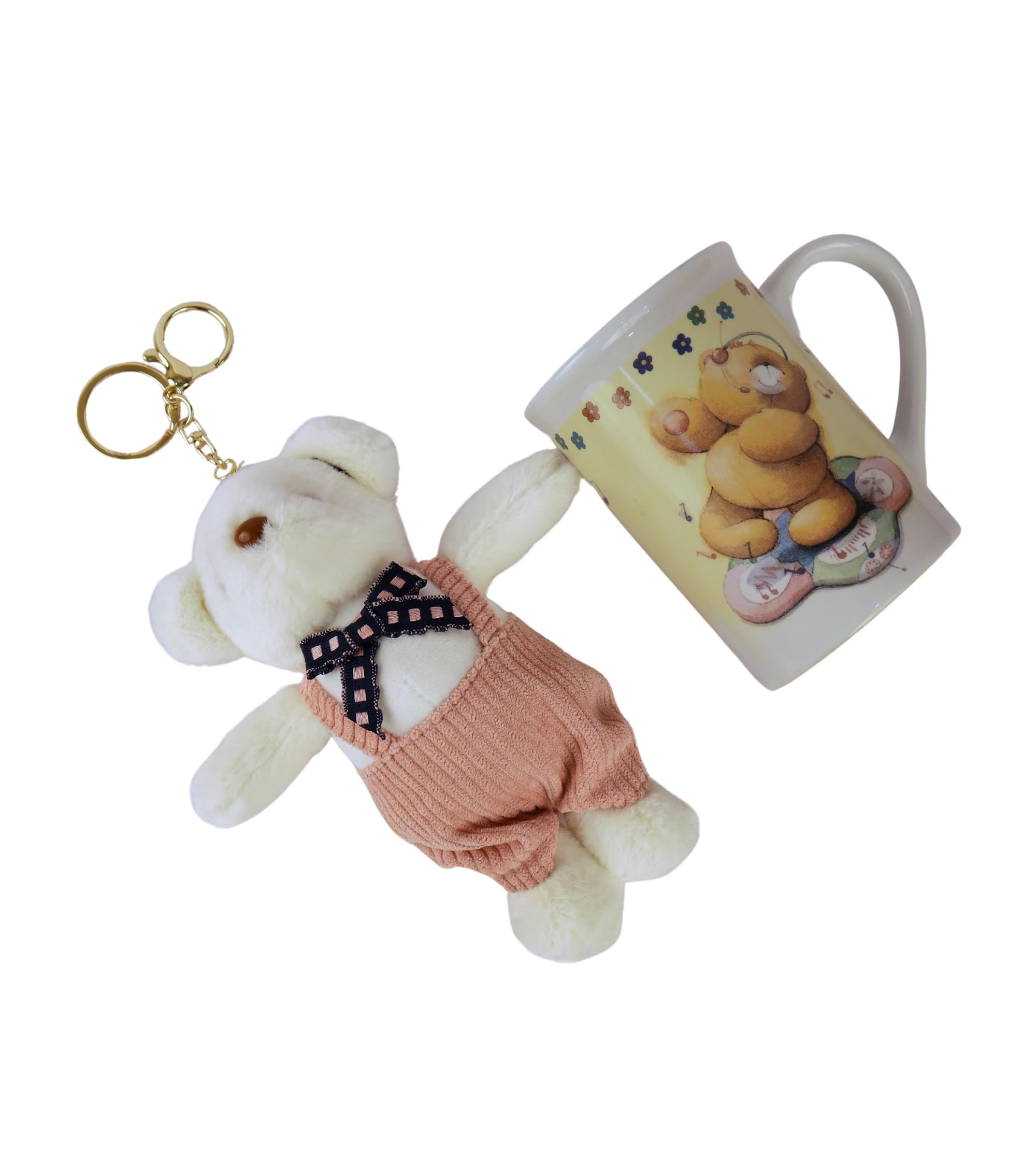 Premsons® Ceramic Tea & Coffee Mug with Teddy Bear Soft Toy Keychain – Versatile Cup for Milk, Green Tea, Coffee, Milkshake & More | Perfect Gift for Birthday, Anniversary, Christmas – Home, Office, Kitchen Use