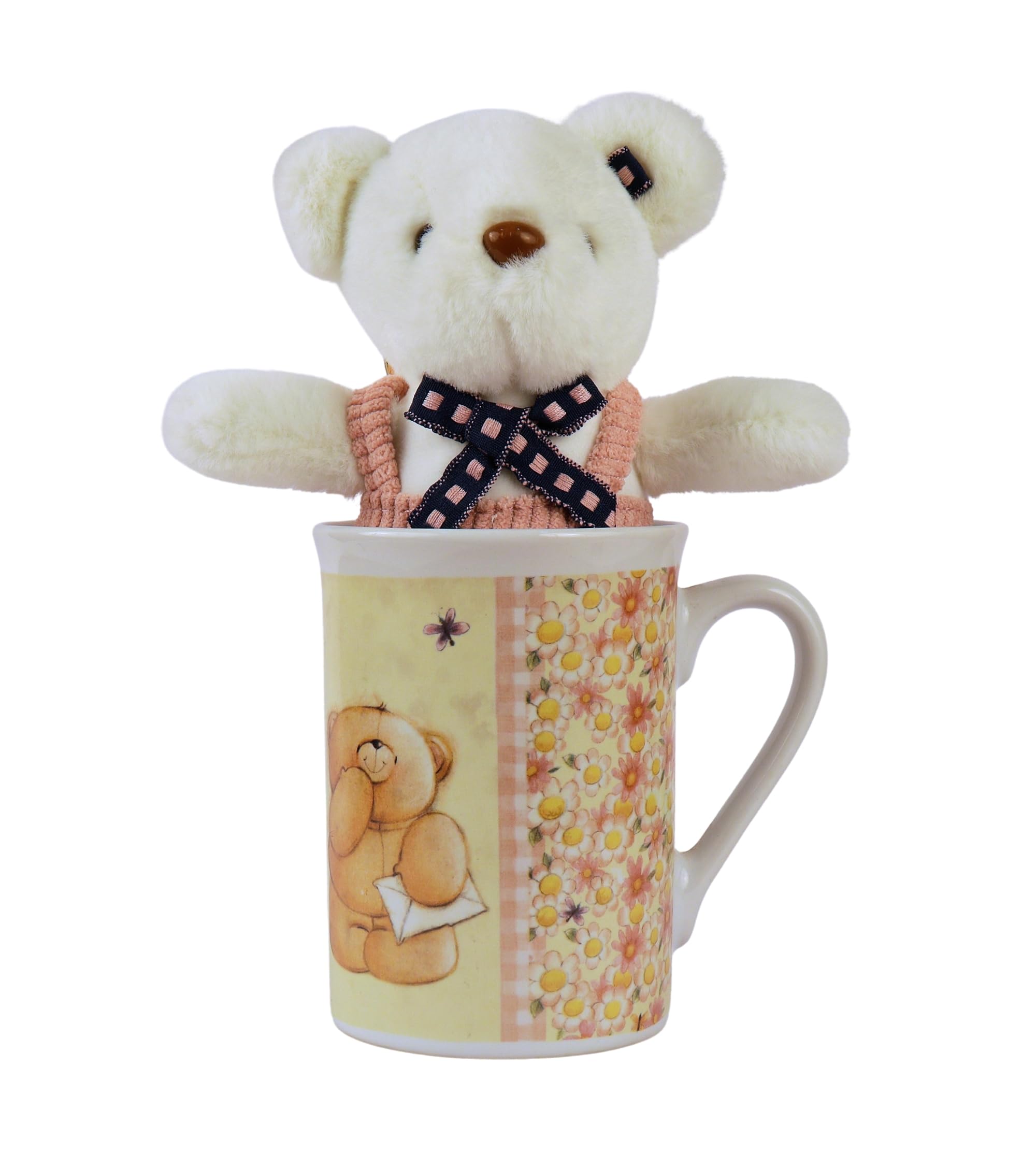 Premsons® Ceramic Tea & Coffee Mug with Teddy Bear Soft Toy Keychain – Versatile Cup for Milk, Green Tea, Coffee, Milkshake & More | Perfect Gift for Birthday, Anniversary, Christmas – Home, Office, Kitchen Use
