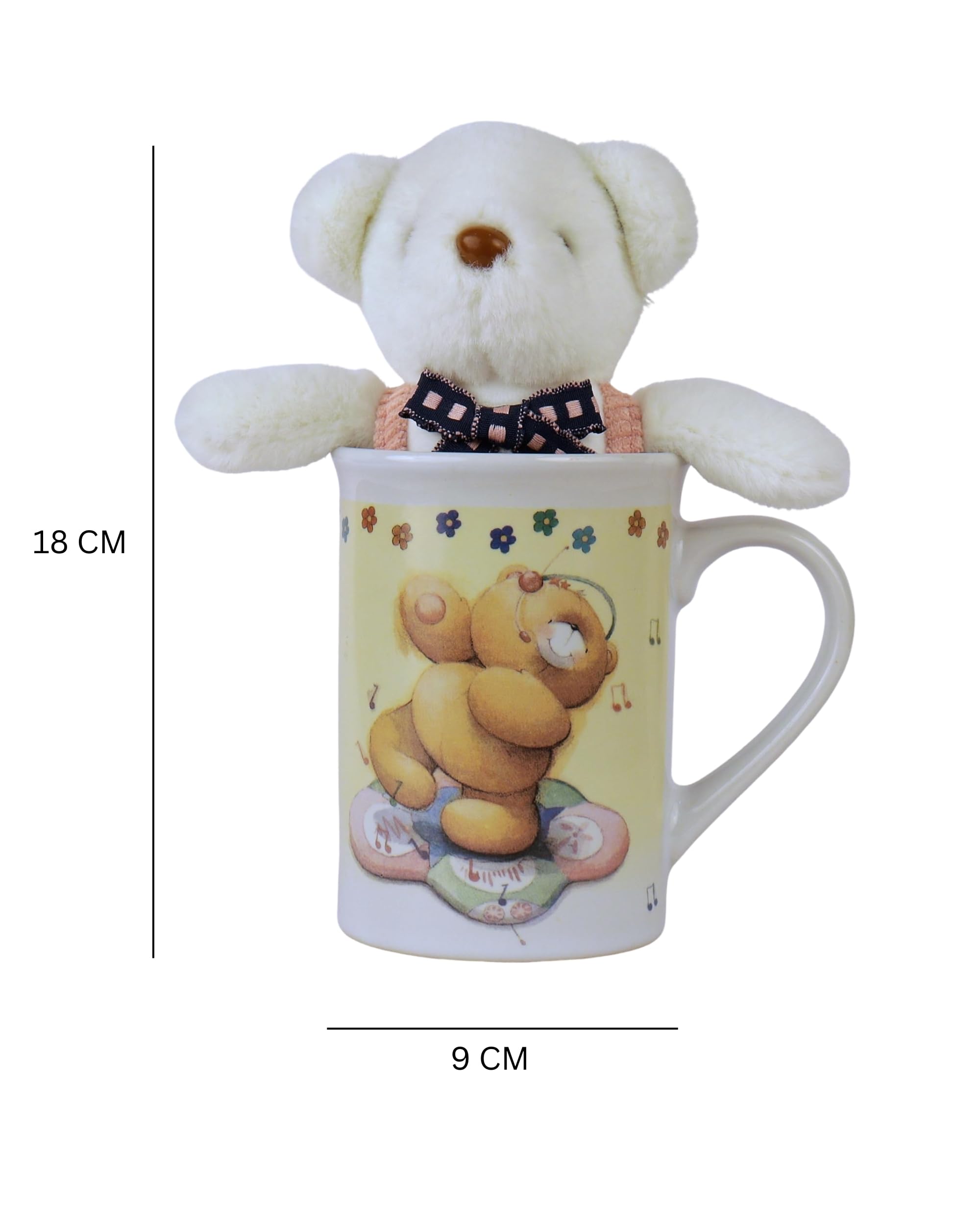 Premsons® Ceramic Tea & Coffee Mug with Teddy Bear Soft Toy Keychain – Versatile Cup for Milk, Green Tea, Coffee, Milkshake & More | Perfect Gift for Birthday, Anniversary, Christmas – Home, Office, Kitchen Use