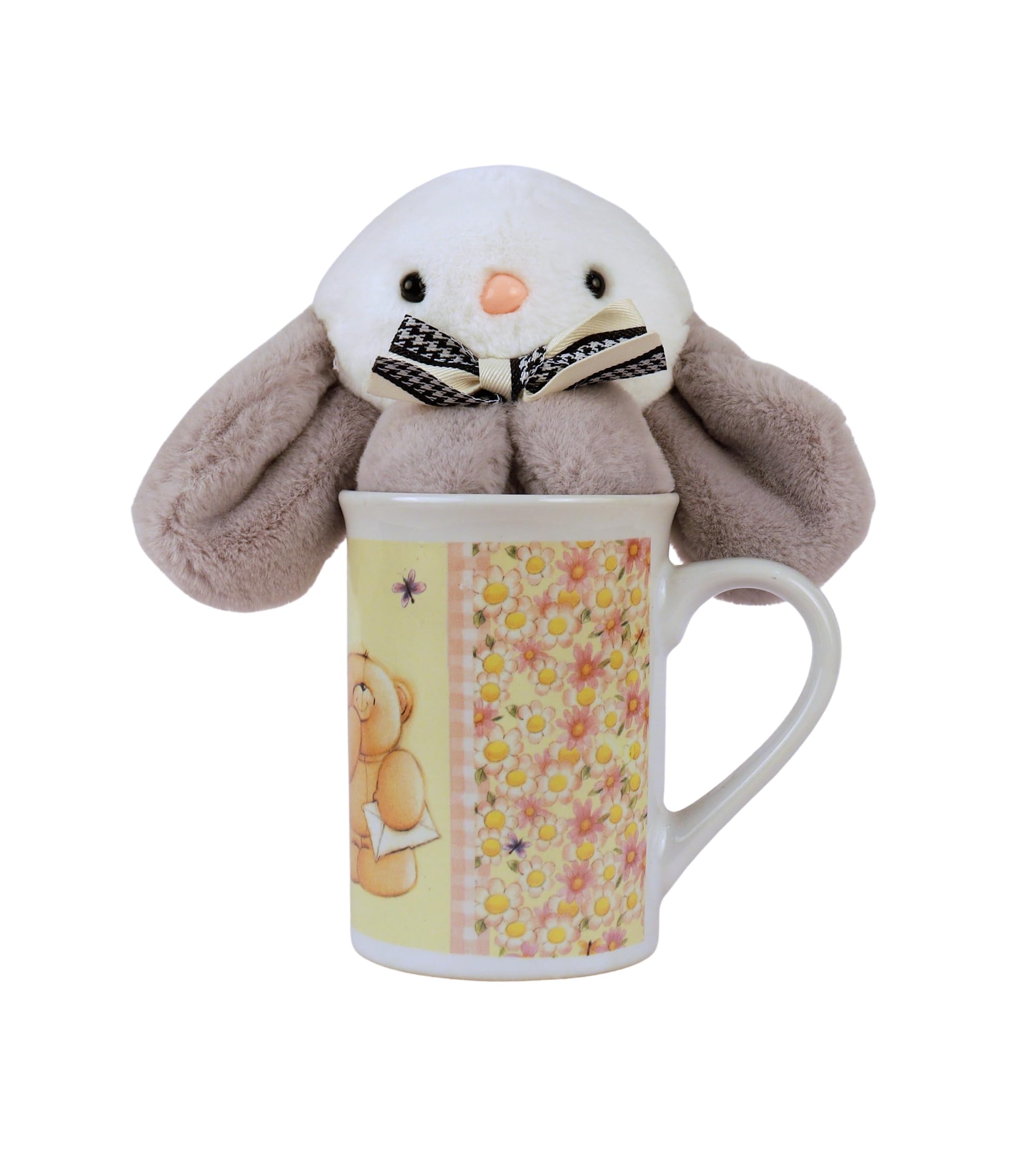 Premsons® Ceramic Tea & Coffee Mug with Cute Rabbit Soft Toy Keychain – Ideal Cup for Milk, Green Tea, Coffee & More | Perfect Gift for Birthday, Anniversary, Christmas – Home, Office, Kitchen Use
