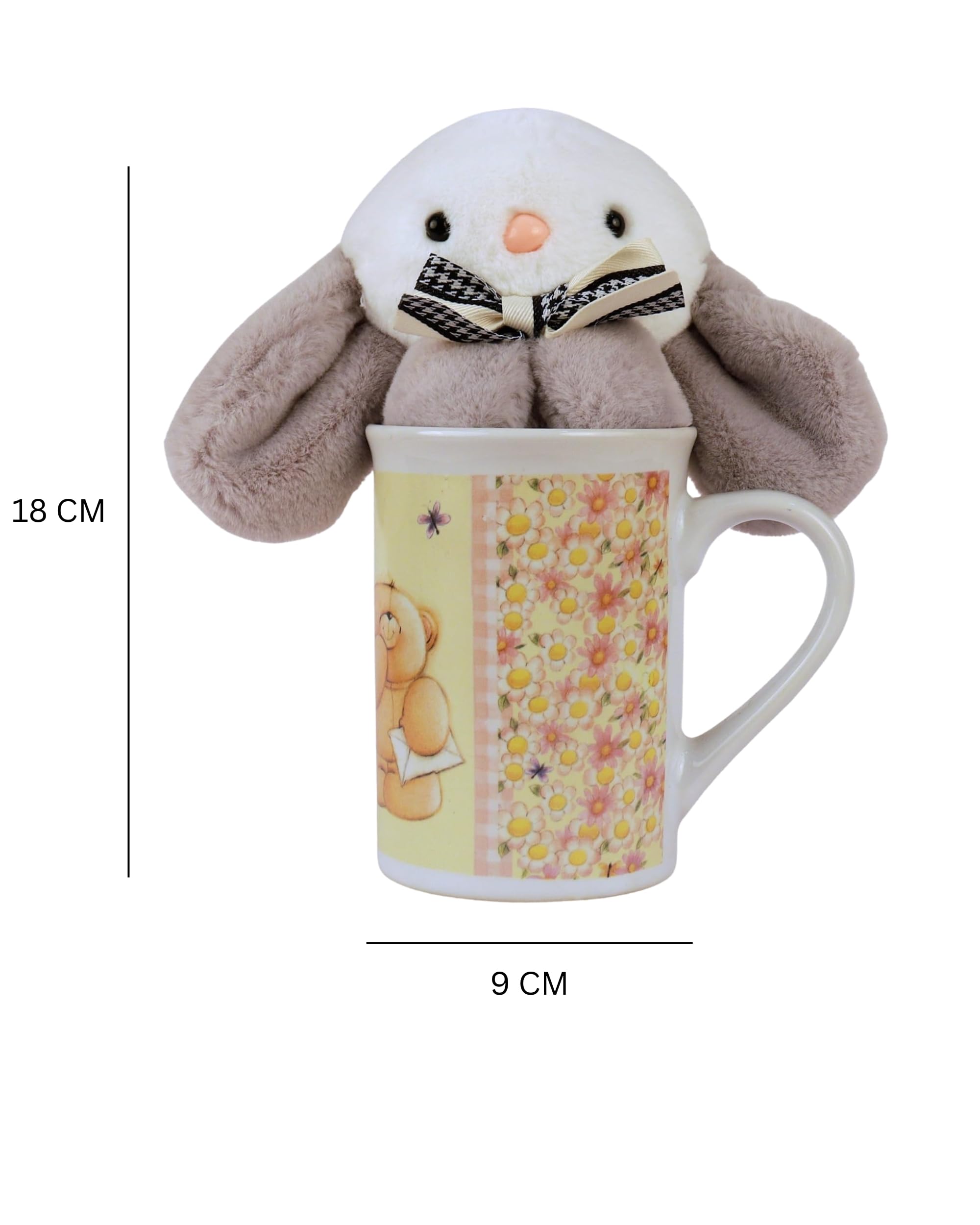 Premsons® Ceramic Tea & Coffee Mug with Cute Rabbit Soft Toy Keychain – Ideal Cup for Milk, Green Tea, Coffee & More | Perfect Gift for Birthday, Anniversary, Christmas – Home, Office, Kitchen Use