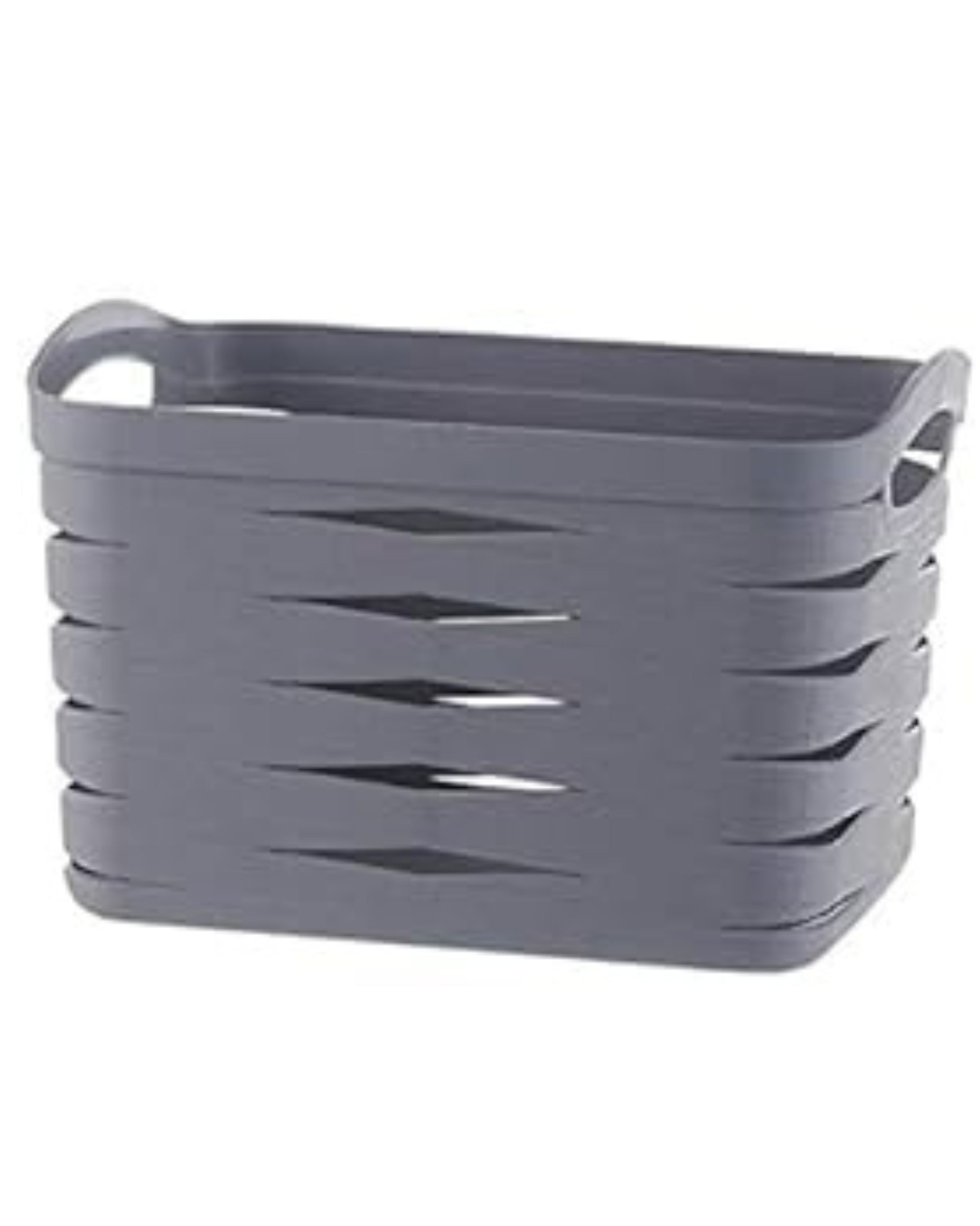 Premsons® Medium Grey Plastic Storage Organizer Basket with Handles - Hollow Design, Shower Caddy Tote for Bathroom, Kitchen, Closet, and Bedroom