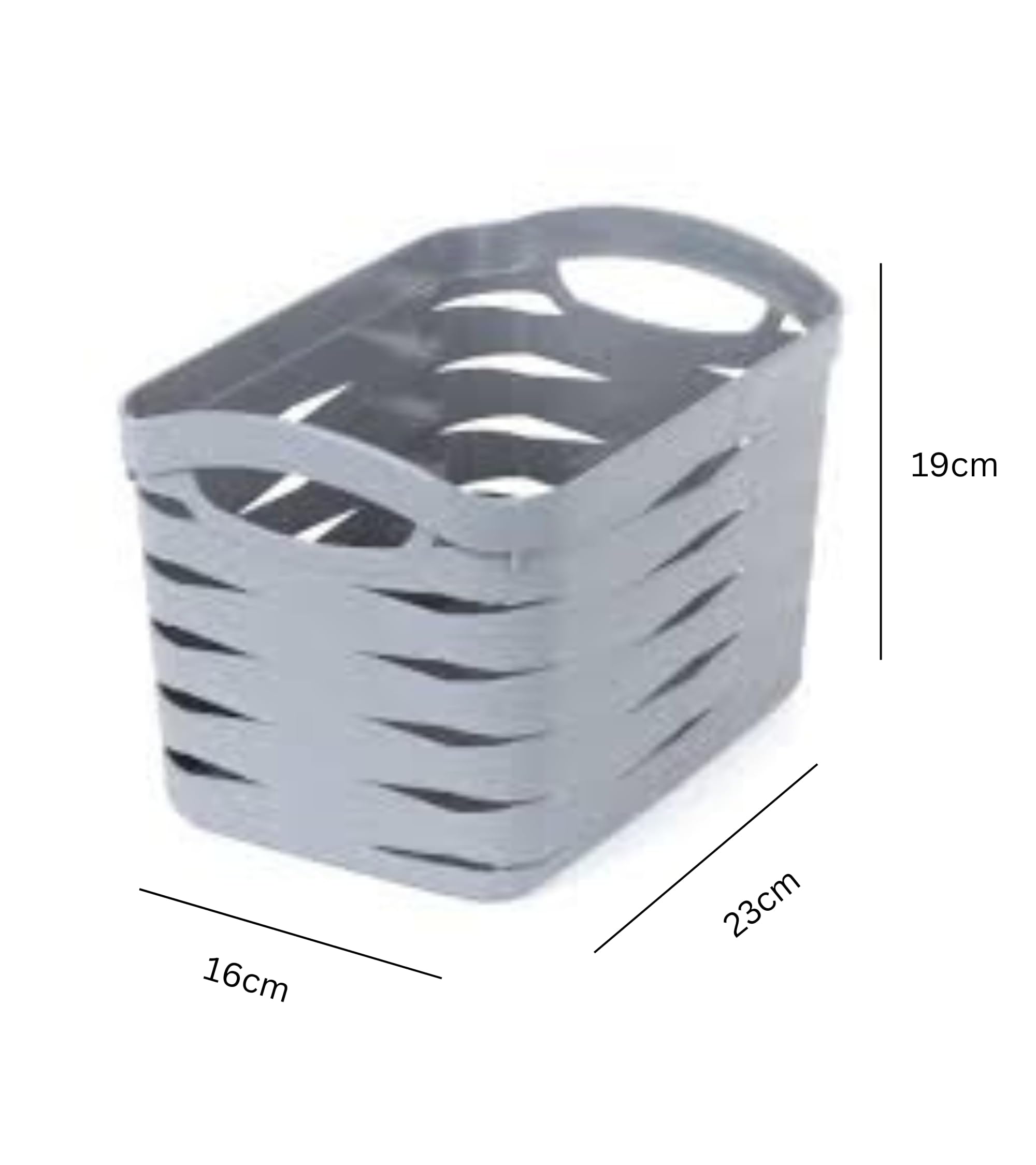 Premsons® Medium Grey Plastic Storage Organizer Basket with Handles - Hollow Design, Shower Caddy Tote for Bathroom, Kitchen, Closet, and Bedroom