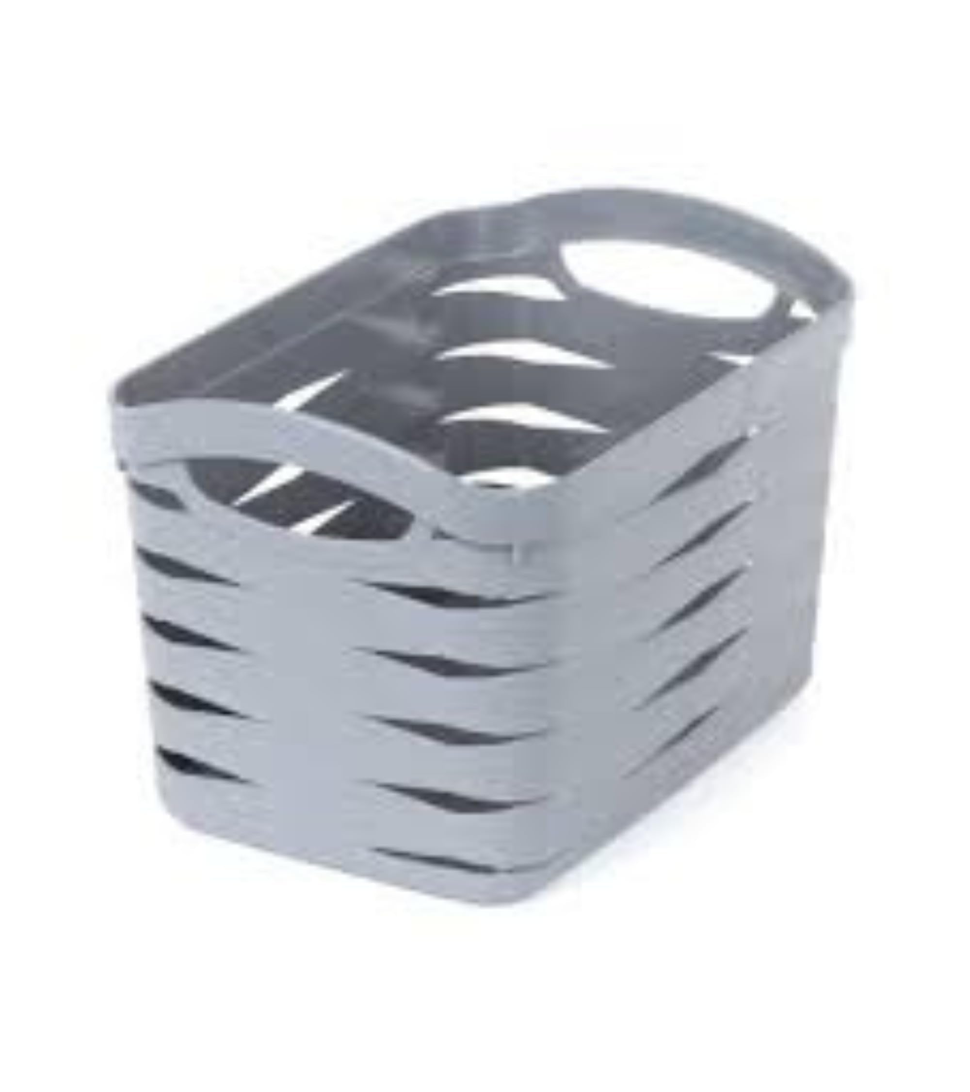 Premsons® Medium Grey Plastic Storage Organizer Basket with Handles - Hollow Design, Shower Caddy Tote for Bathroom, Kitchen, Closet, and Bedroom