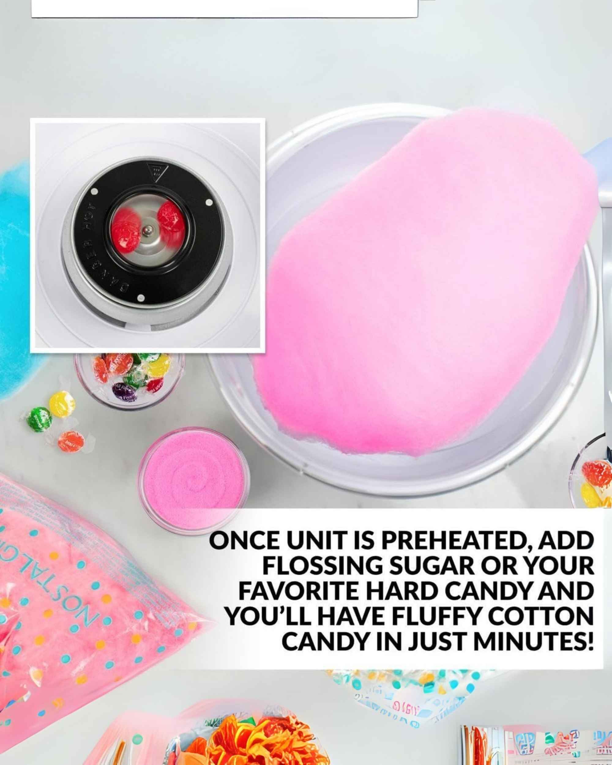 Premsons® Cotton Candy Floss Maker Machine - Nostalgic Household Cotton Candy Appliance for Kids Birthday Carnival Party - Use with Floss Sugar Hard Candy