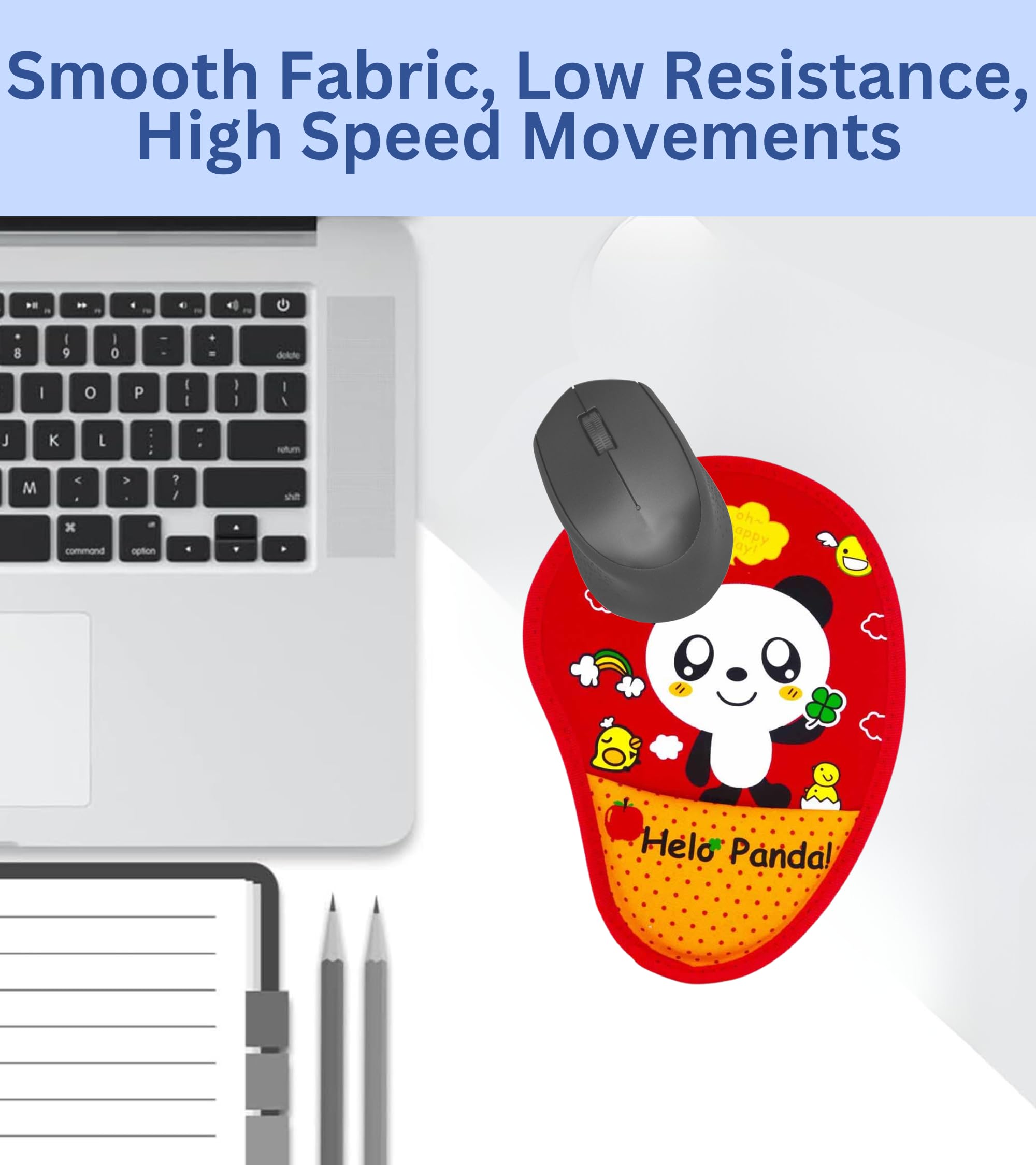 Premsons® Panda Mouse Pad with Wrist Support, Ergonomic Gaming Mousepad for Pain Relief, Non-Slip Base, Compatible with Computer, Laptop, Desktop for Office and Home