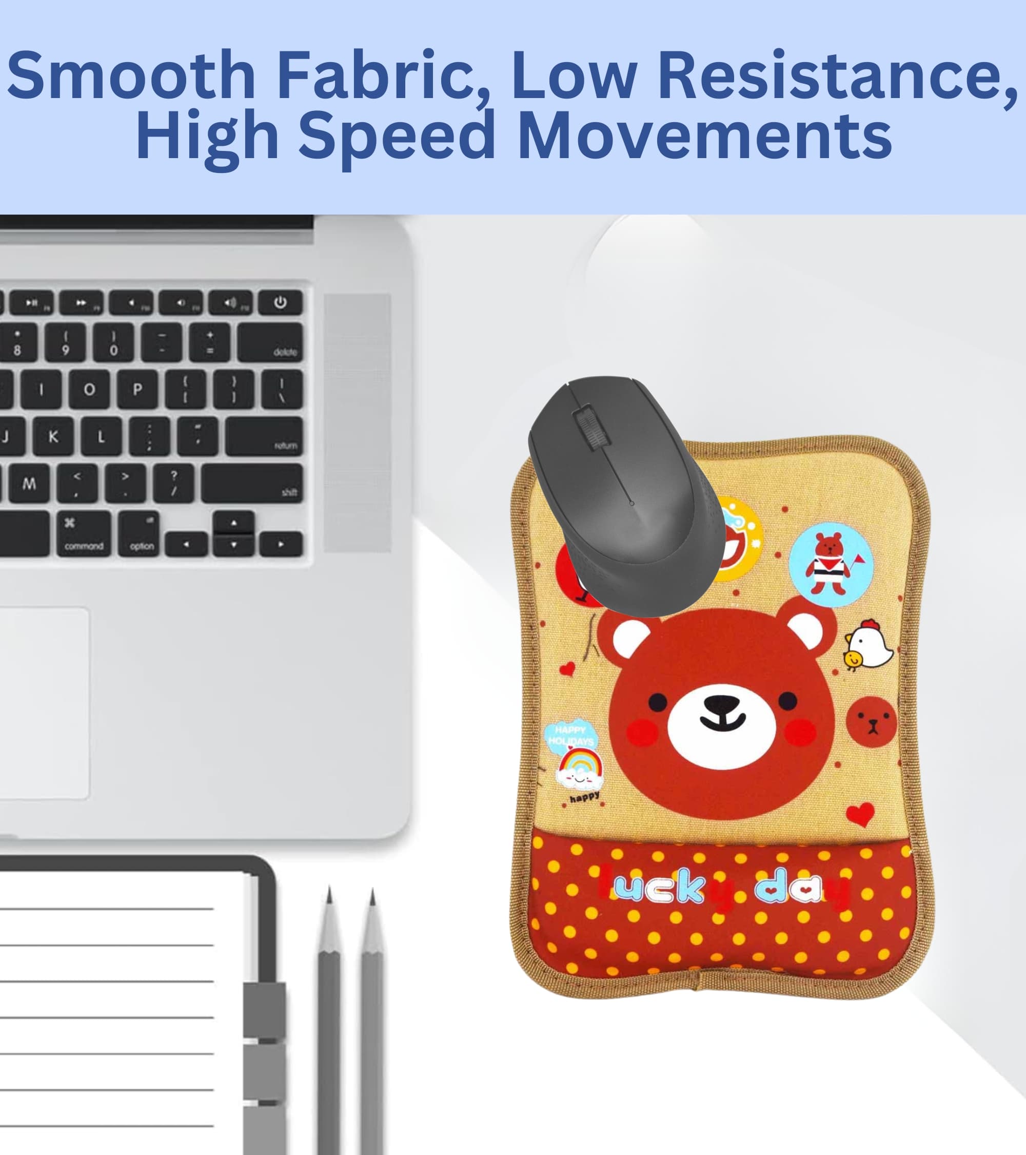 Premsons® Browny Mouse Pad with Wrist Support, Ergonomic Gaming Mouse Pad Pain Relief, Portable Comfortable Mousepad for Computer, Laptop, Office &  Home