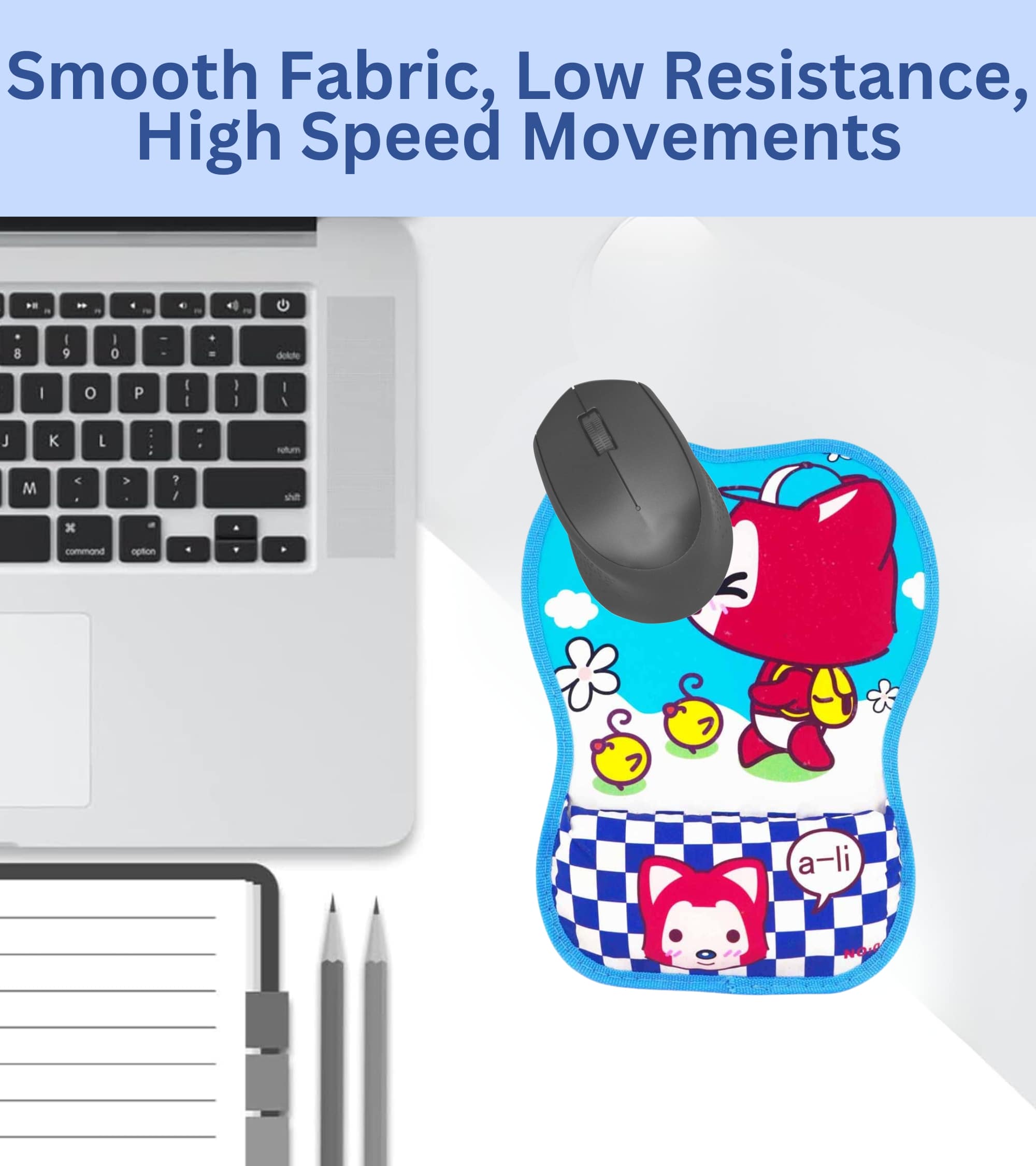 Premsons® Baby Fox Mouse Pad with Wrist Support, Ergonomic Gaming Mouse Pad Pain Relief, Portable Comfortable Mousepad for Computer, Laptop, Office & Home