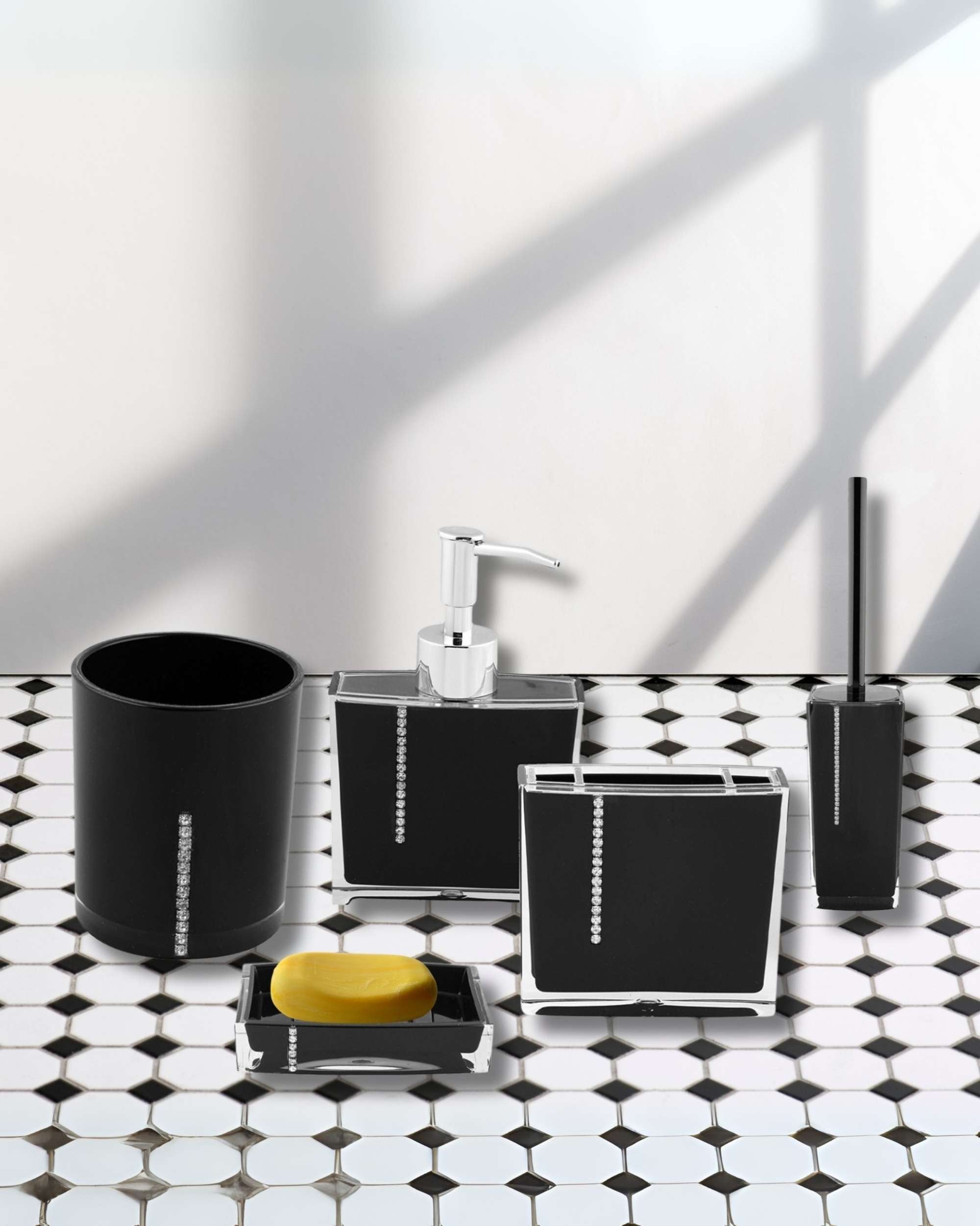 Premsons® 5-Piece Acrylic Bathroom Accessories Set – Soap Dispenser, Toothbrush Holder, Tumbler & Soap Dish – Stylish & Durable Bathroom Decor and Organizer Set for a Modern Touch