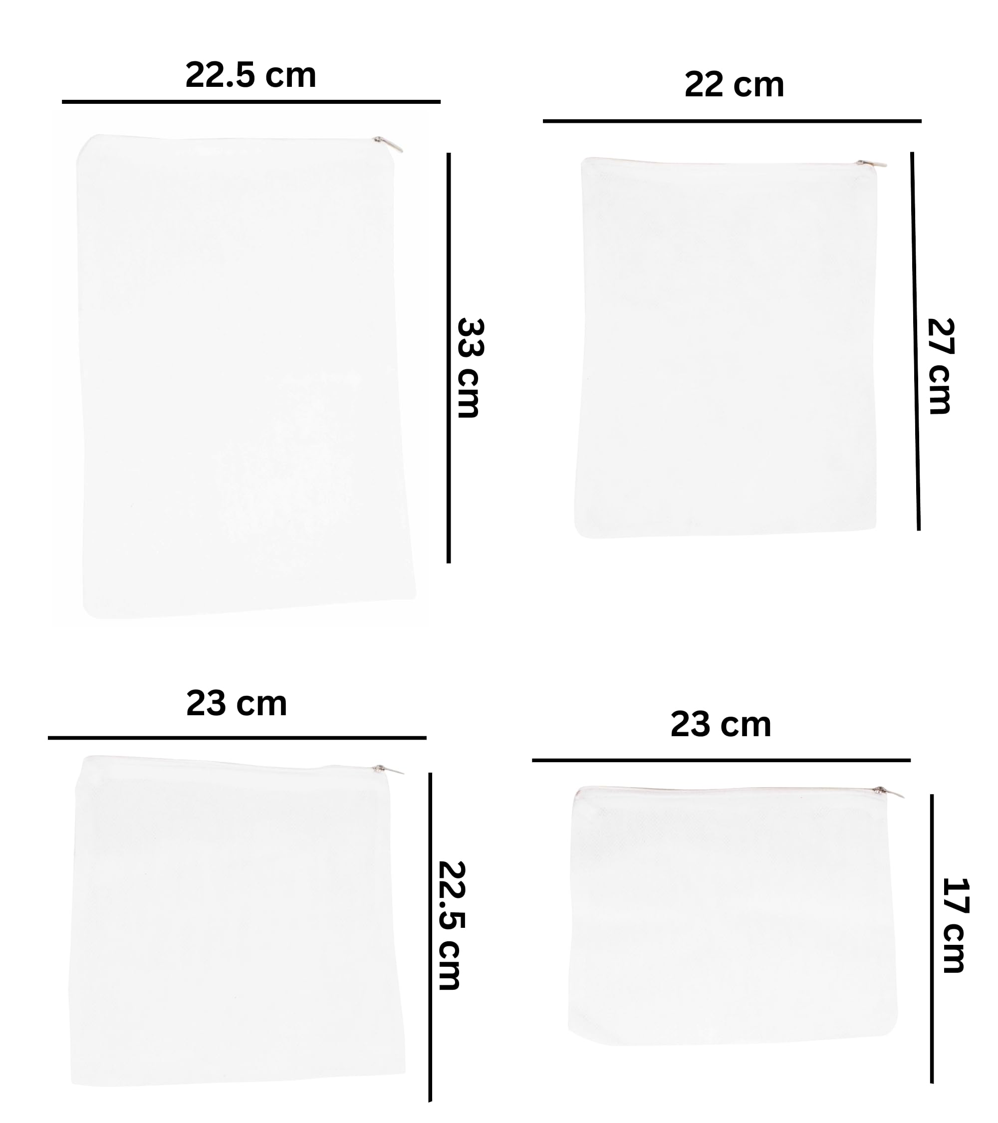 Premsons® Fridge Organiser - Reusable Layer Mesh Net Multipurpose Vegetable Bags for Fridge Storage - Kitchen Storage Bags Organizer with Sturdy Zipper - Pack of 8-2 pcs per size - White