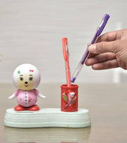 Premsons® Happy Girl Bobblehead with Pen Holder – Cheerful Desk Organizer for Office, Kitchen, School