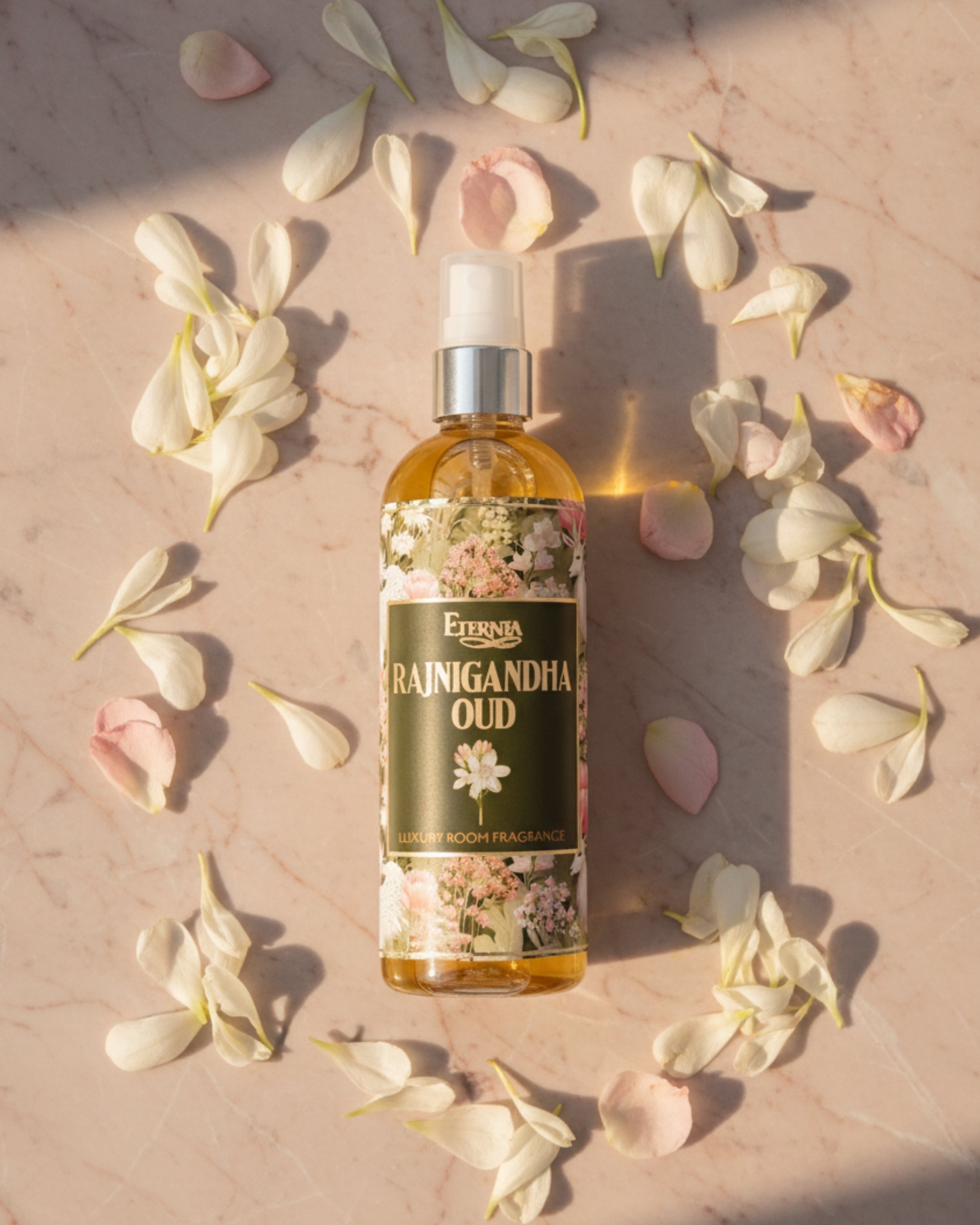 Eternia® Rajnigandha Oud Room Spray – Exotic Floral & Woody Aroma | Long-Lasting Premium Air Freshener for Home & Office – 200ml