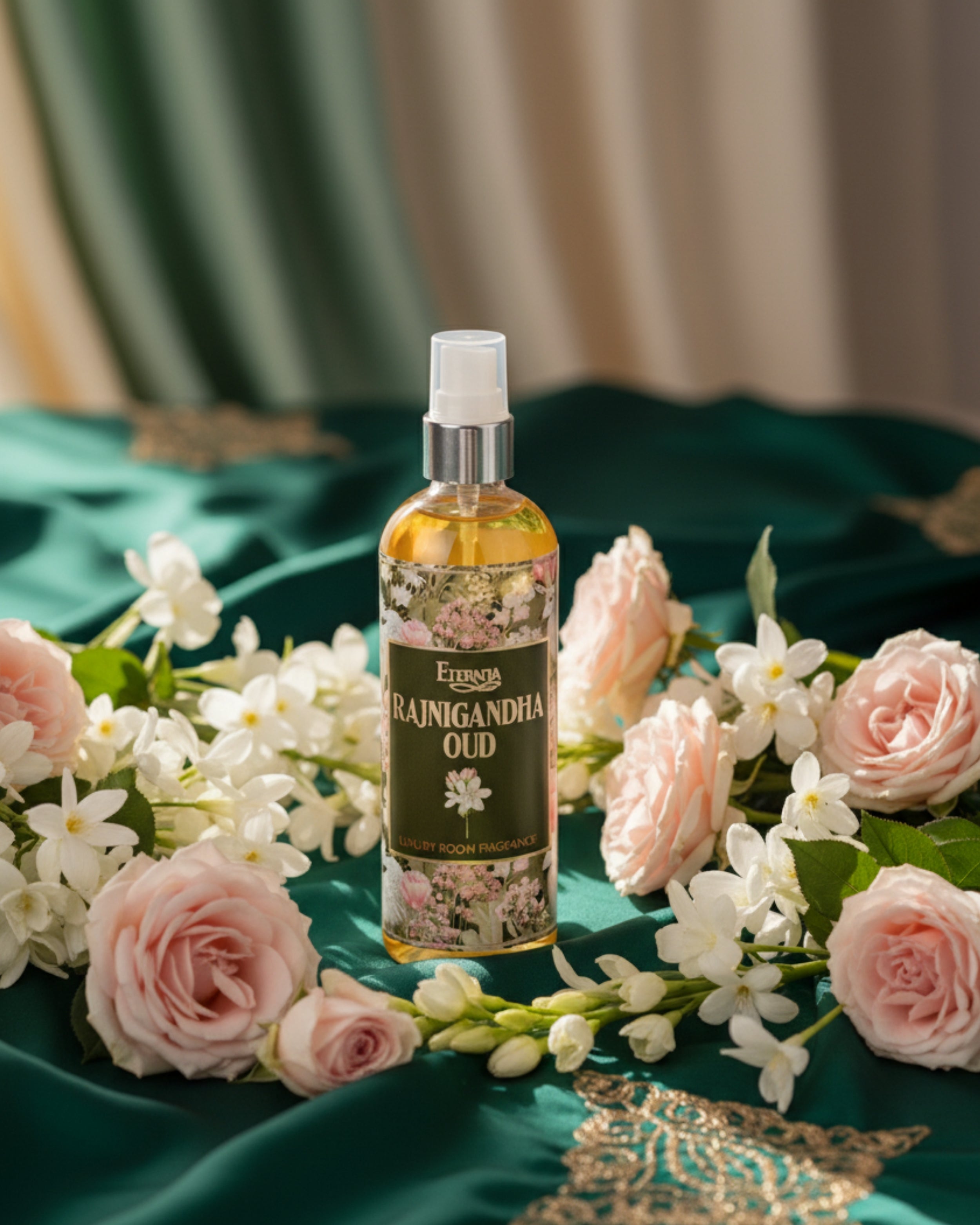 Eternia® Rajnigandha Oud Room Spray – Exotic Floral & Woody Aroma | Long-Lasting Premium Air Freshener for Home & Office – 200ml